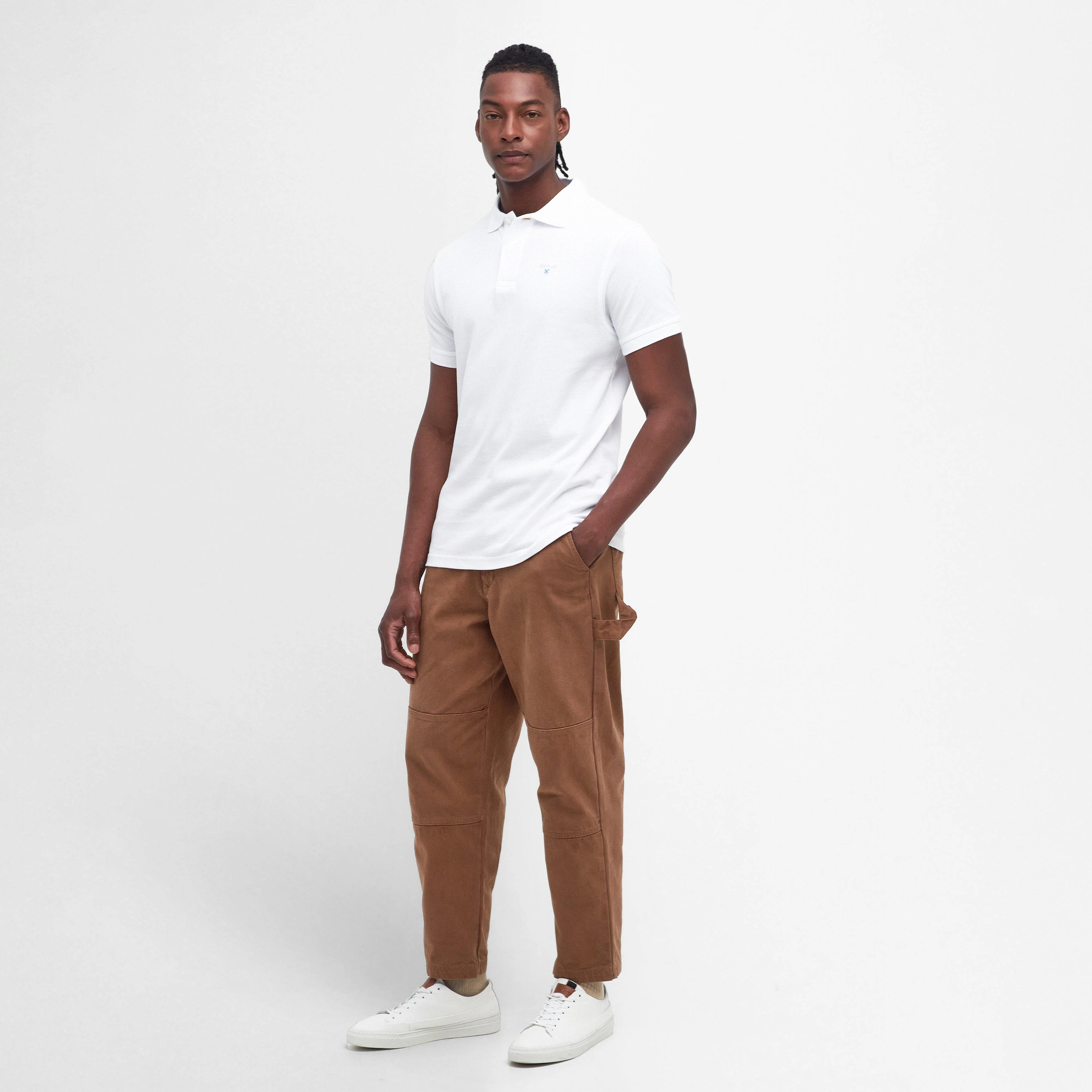 Mens Sports Polo Shirt White - Image 5