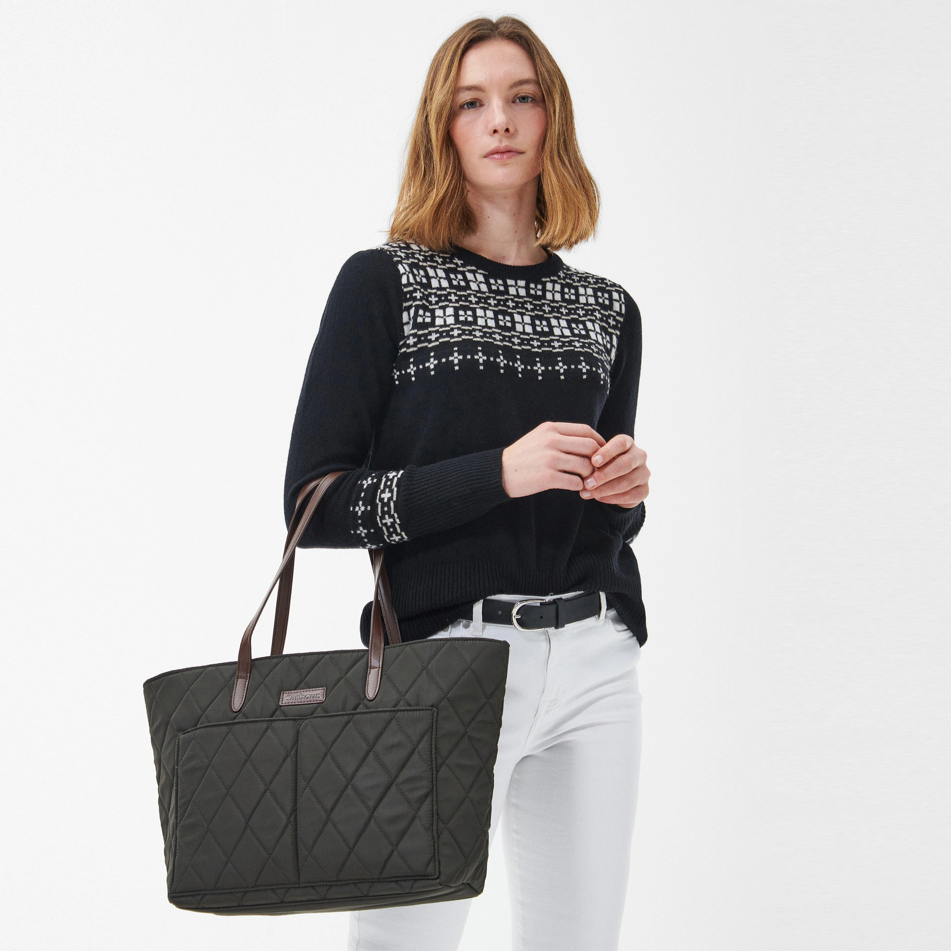 Quilted Tote Bag Olive - Image 10