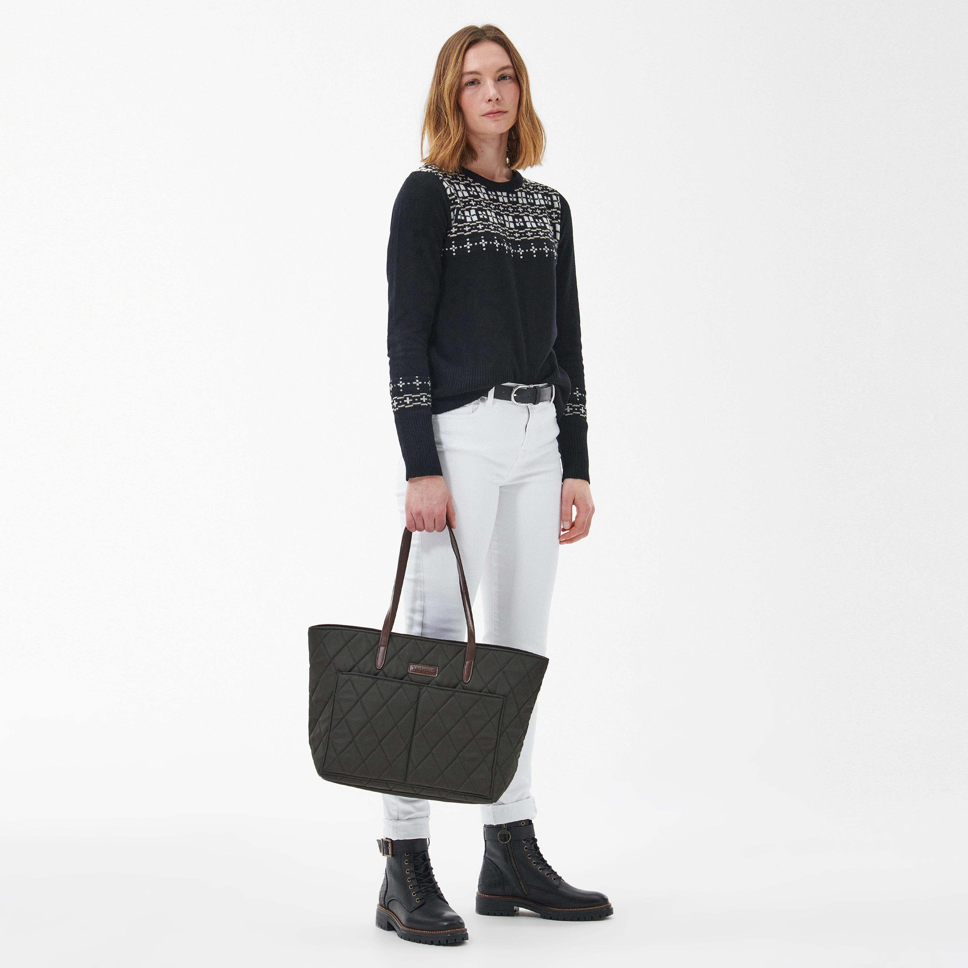Quilted Tote Bag Olive - Image 11