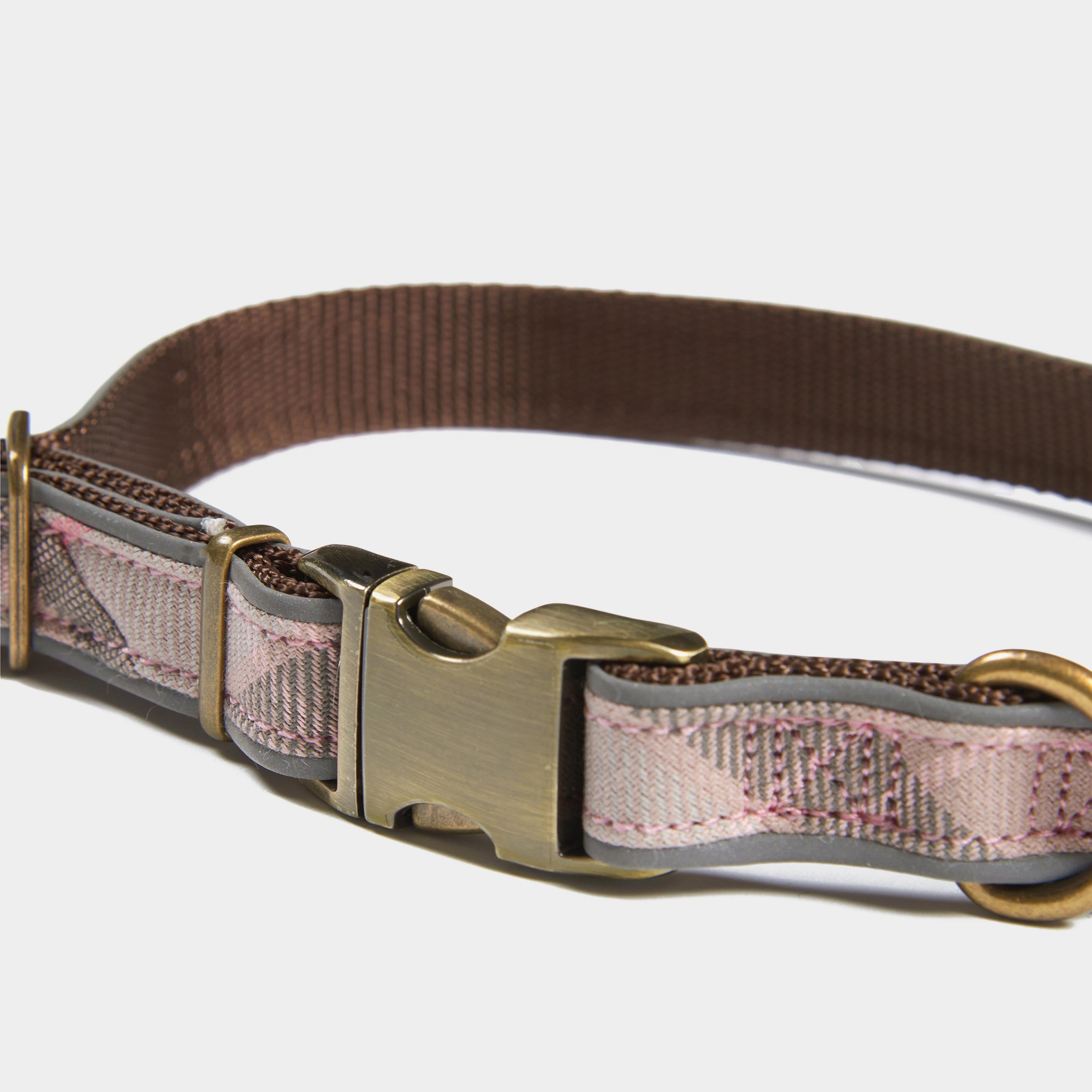 Reflective Tartan Dog Collar Taupe/Pink Tartan - Image 2