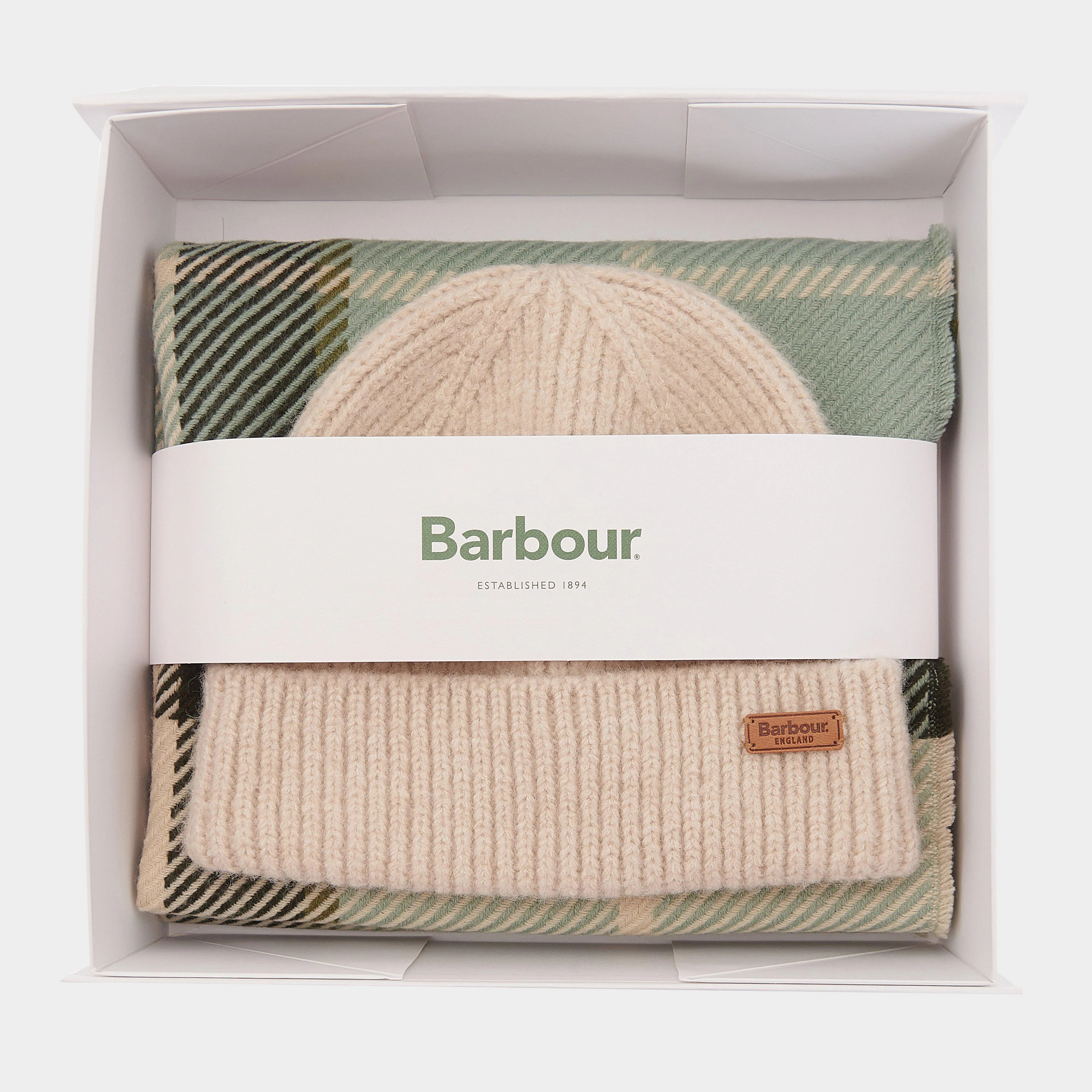 Saltburn Beanie & Tartan Scarf Gift Set Soft Mint