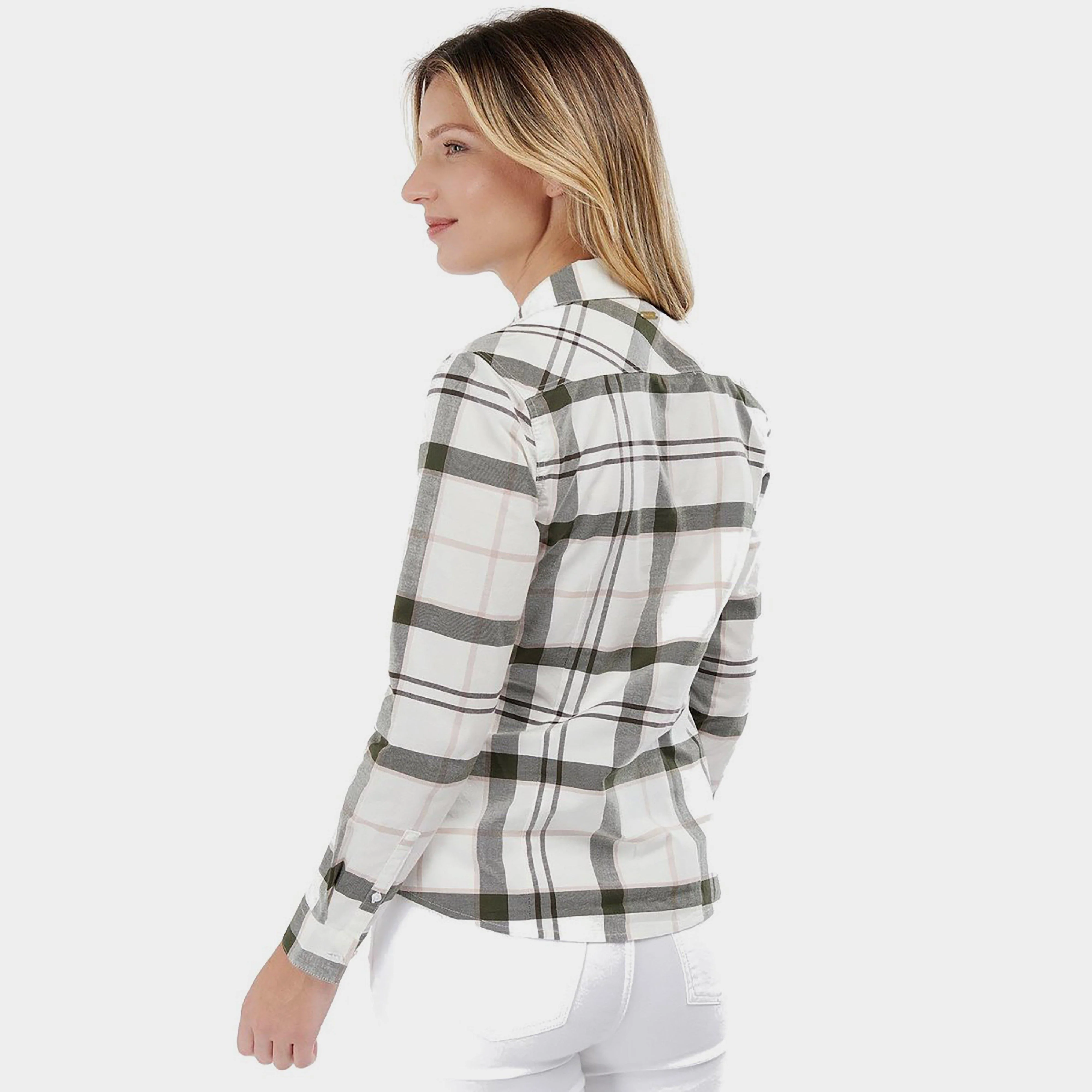 Womens Alena Shirt Olive Pink Check - Image 2