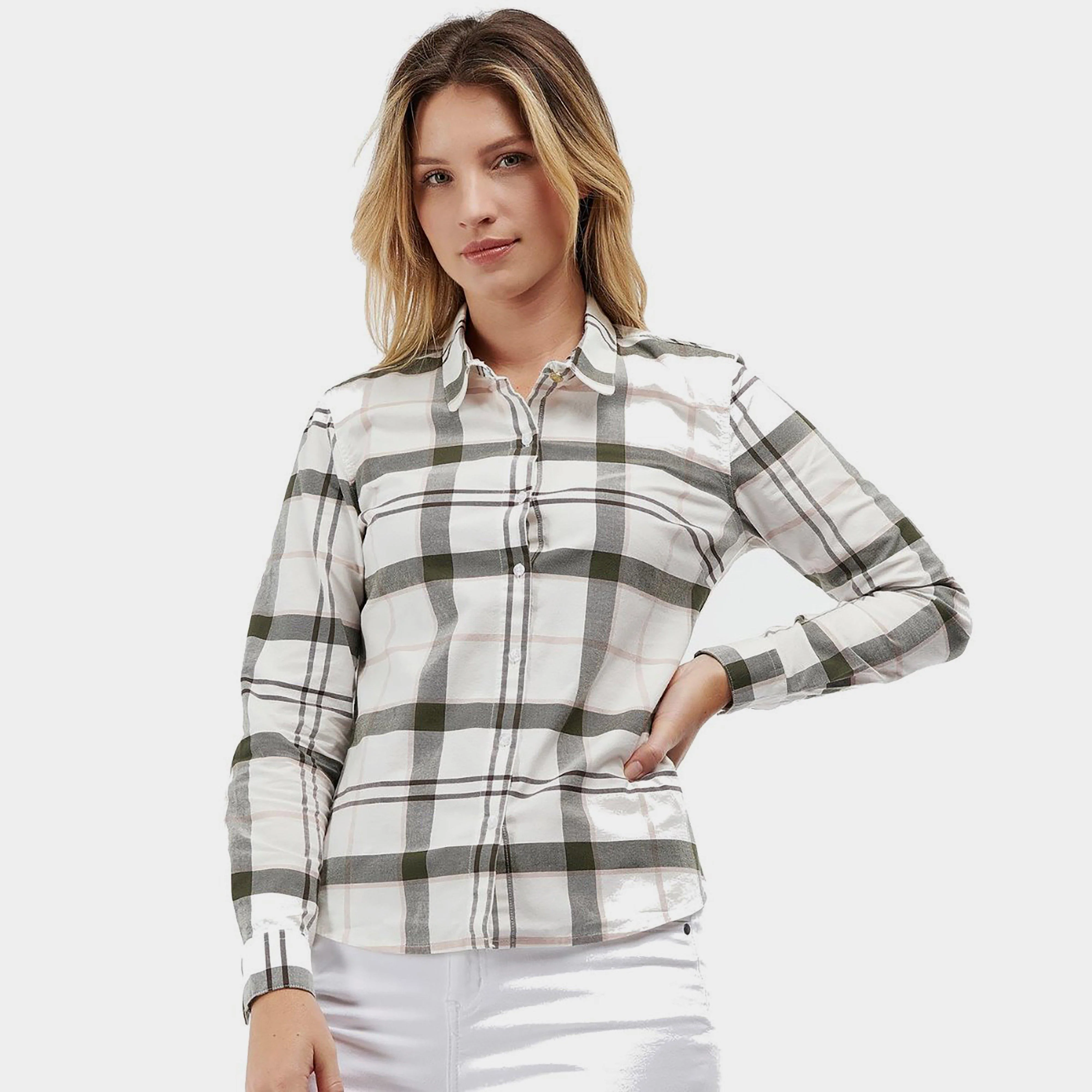 Womens Alena Shirt Olive Pink Check - Image 3