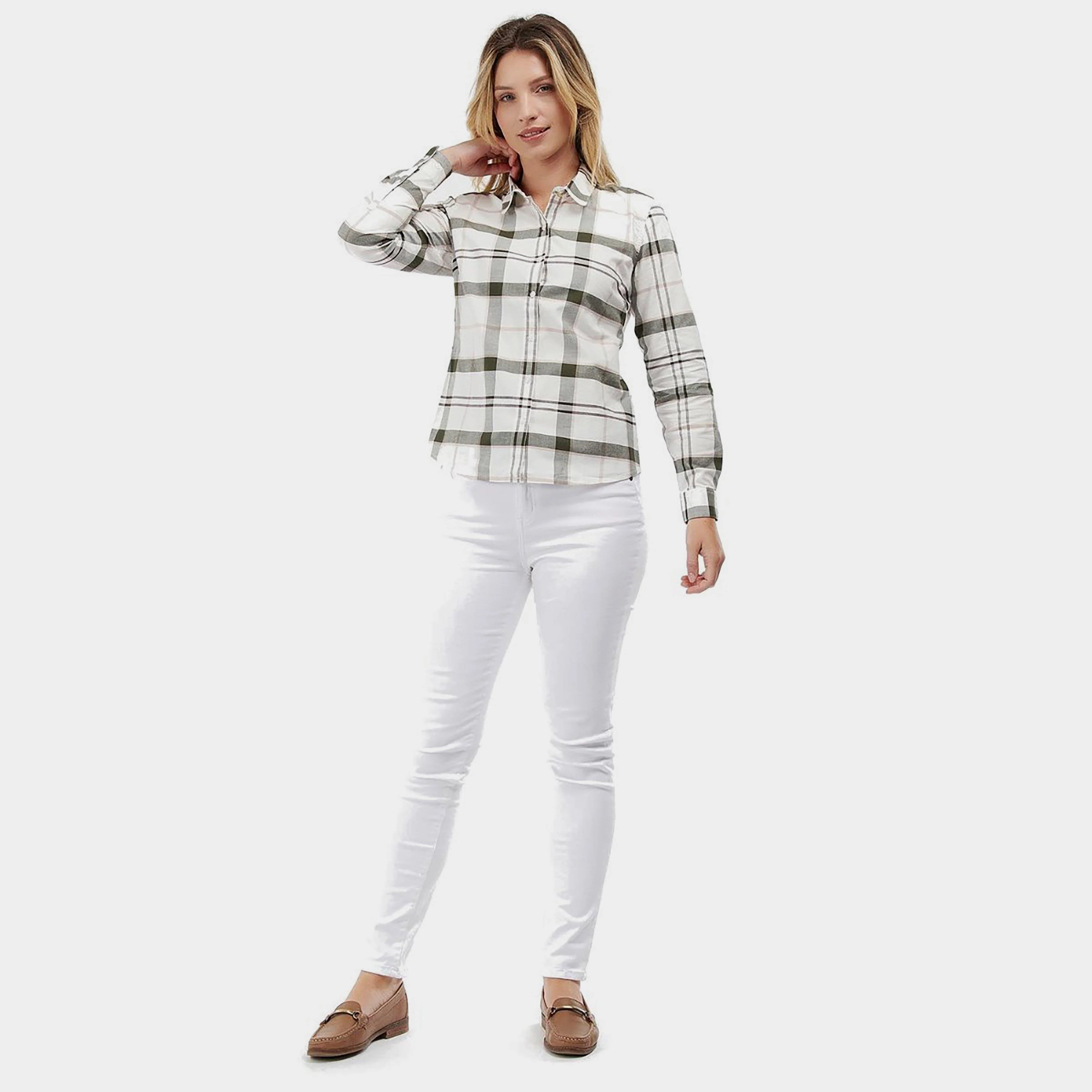 Womens Alena Shirt Olive Pink Check - Image 6