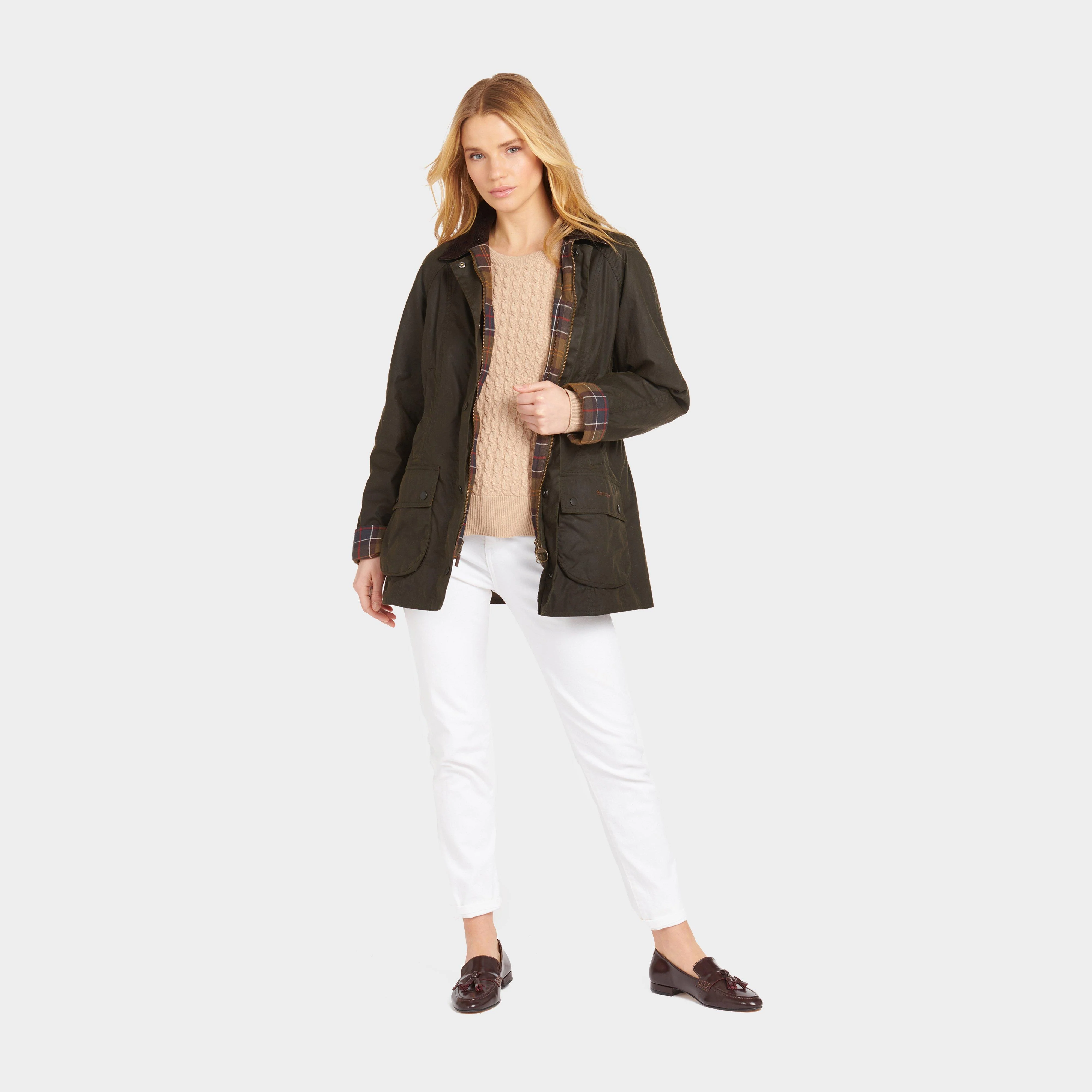 Womens Classic Beadnell® Wax Jacket Olive - Image 9