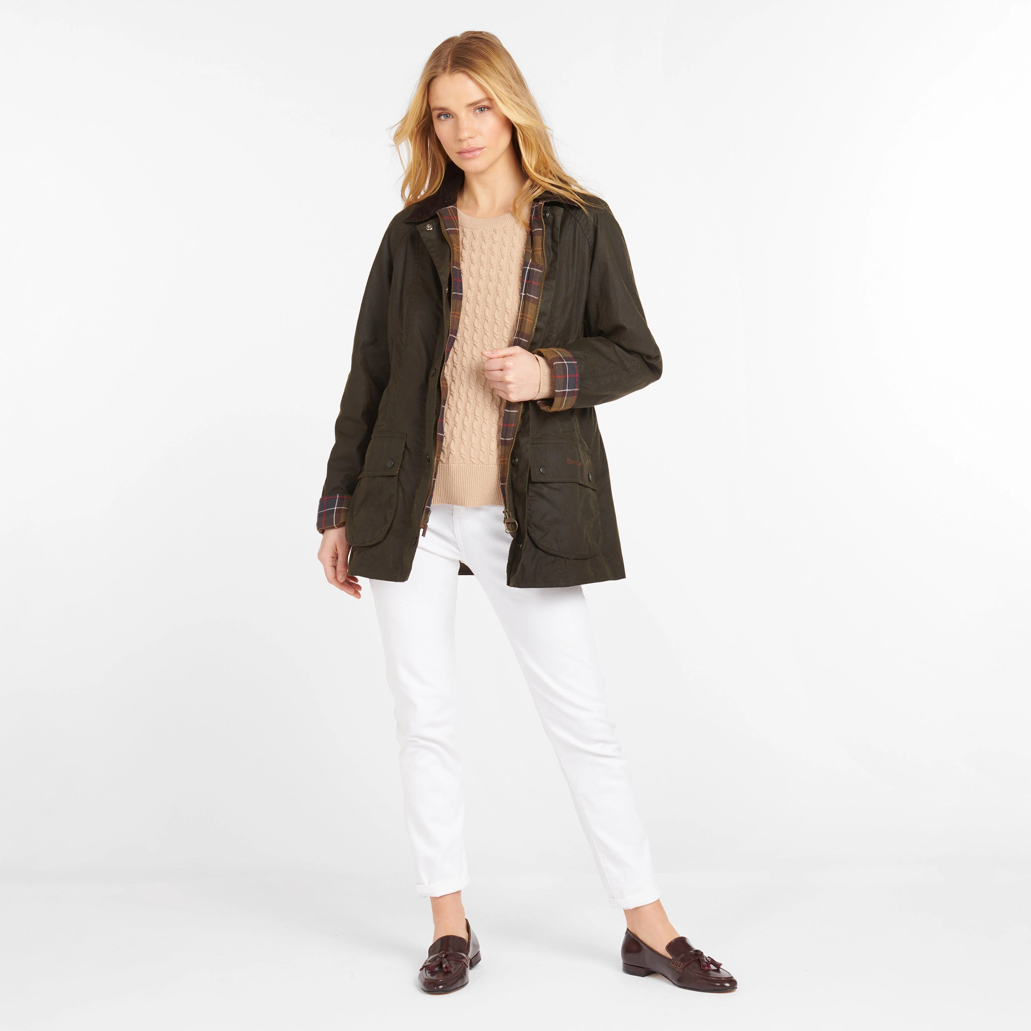Womens Classic Beadnell® Wax Jacket Olive - Image 7