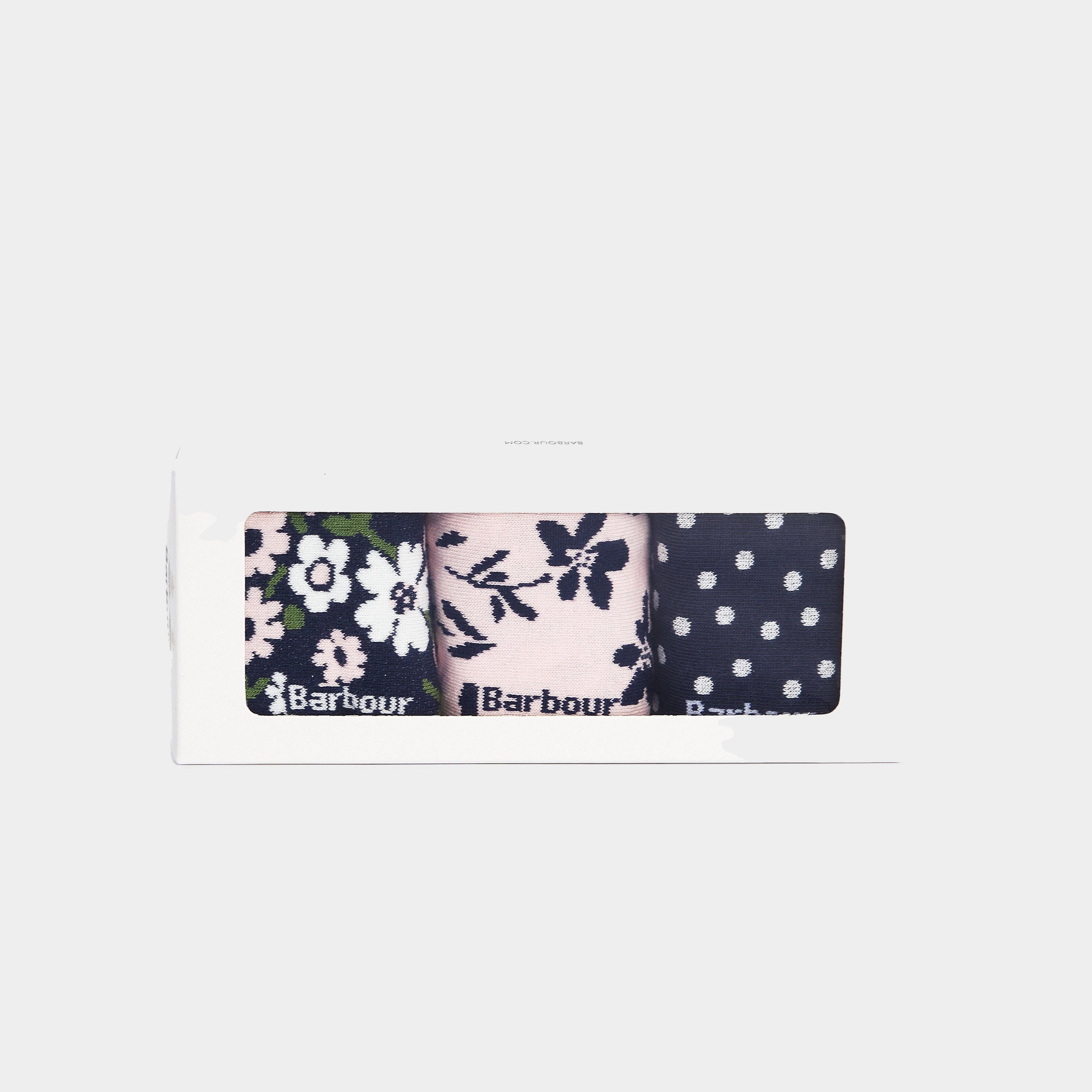 Womens Floral Sock Gift Set Navy/Pink