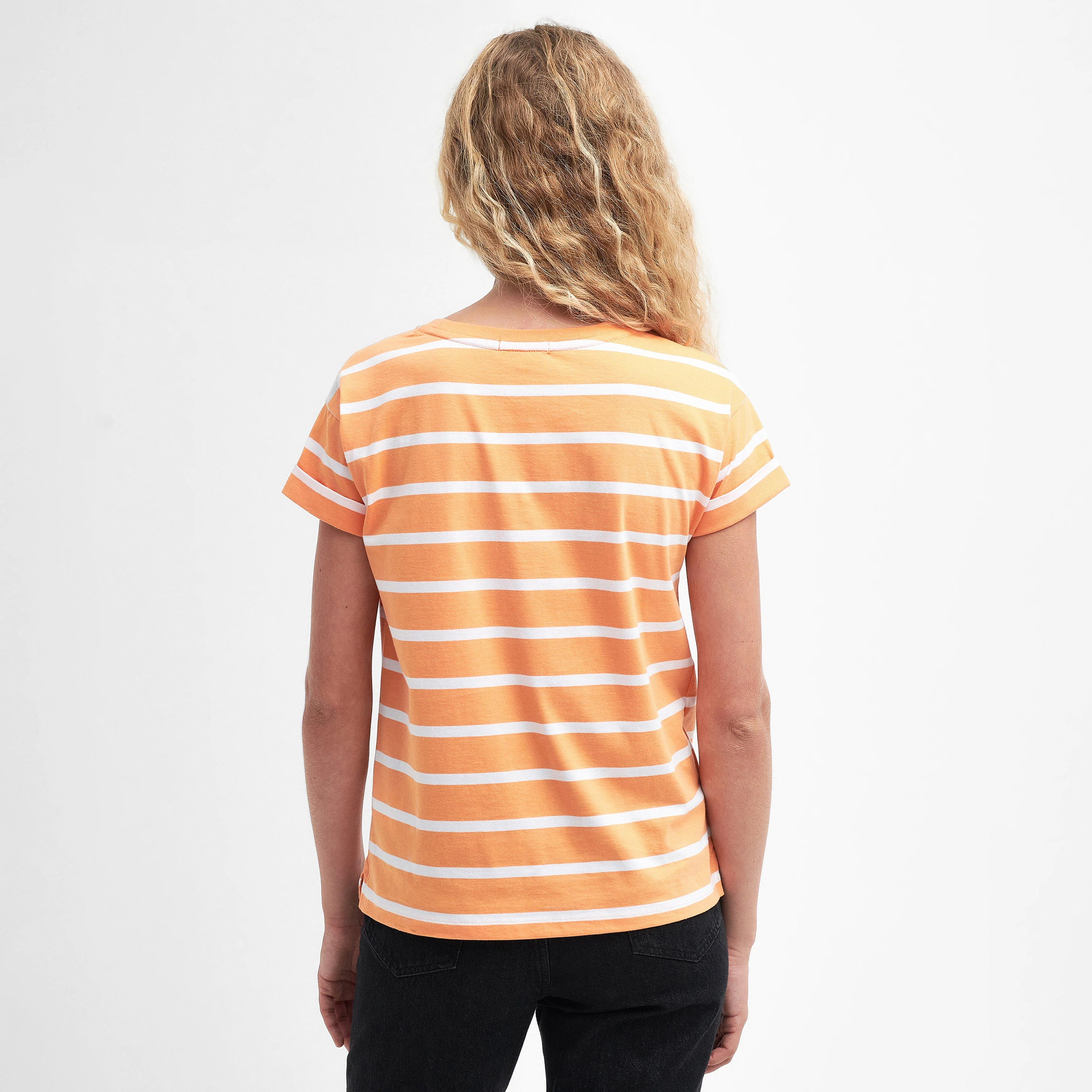Womens Otterburn Stripe T-Shirt Apricot Crush - Image 2