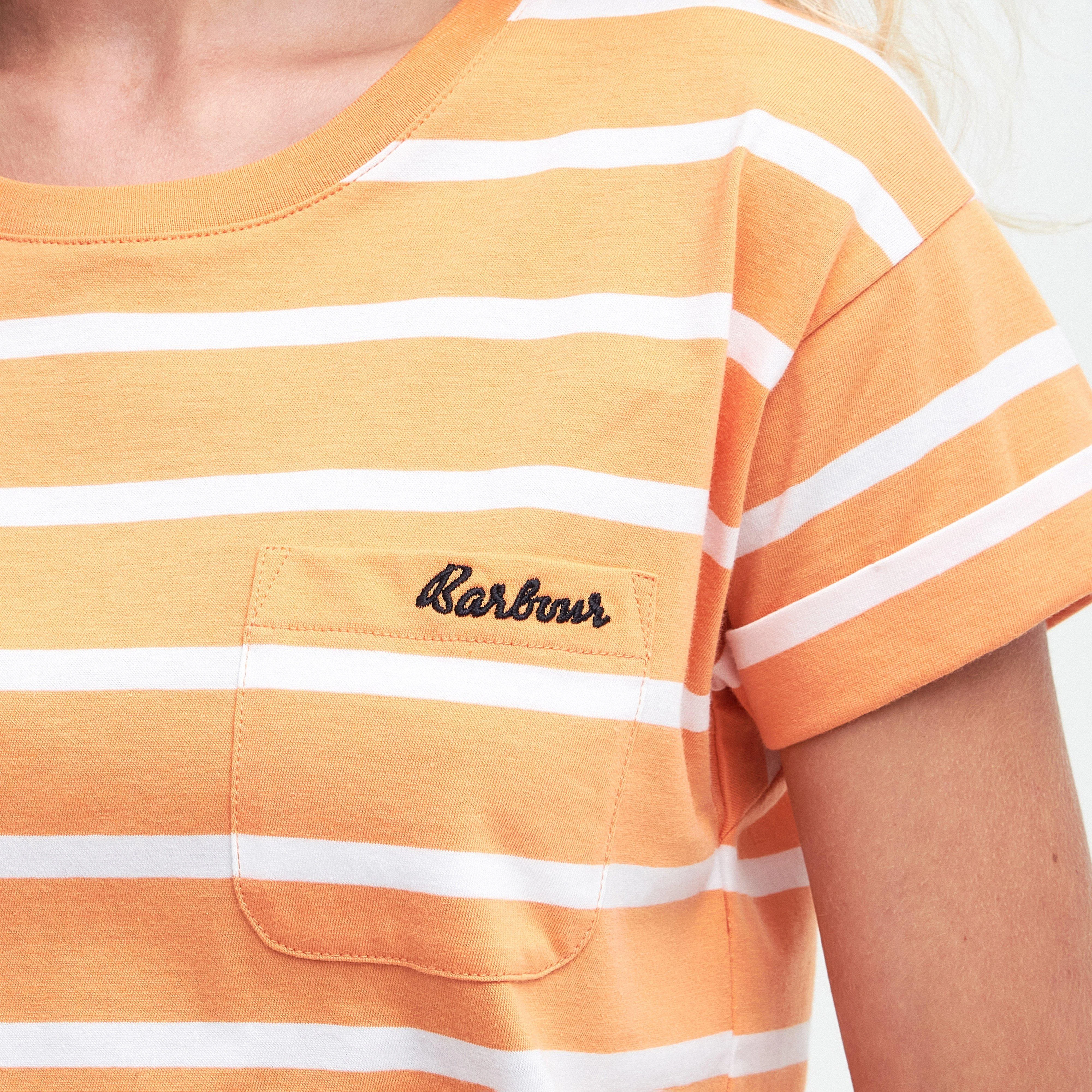 Womens Otterburn Stripe T-Shirt Apricot Crush - Image 4