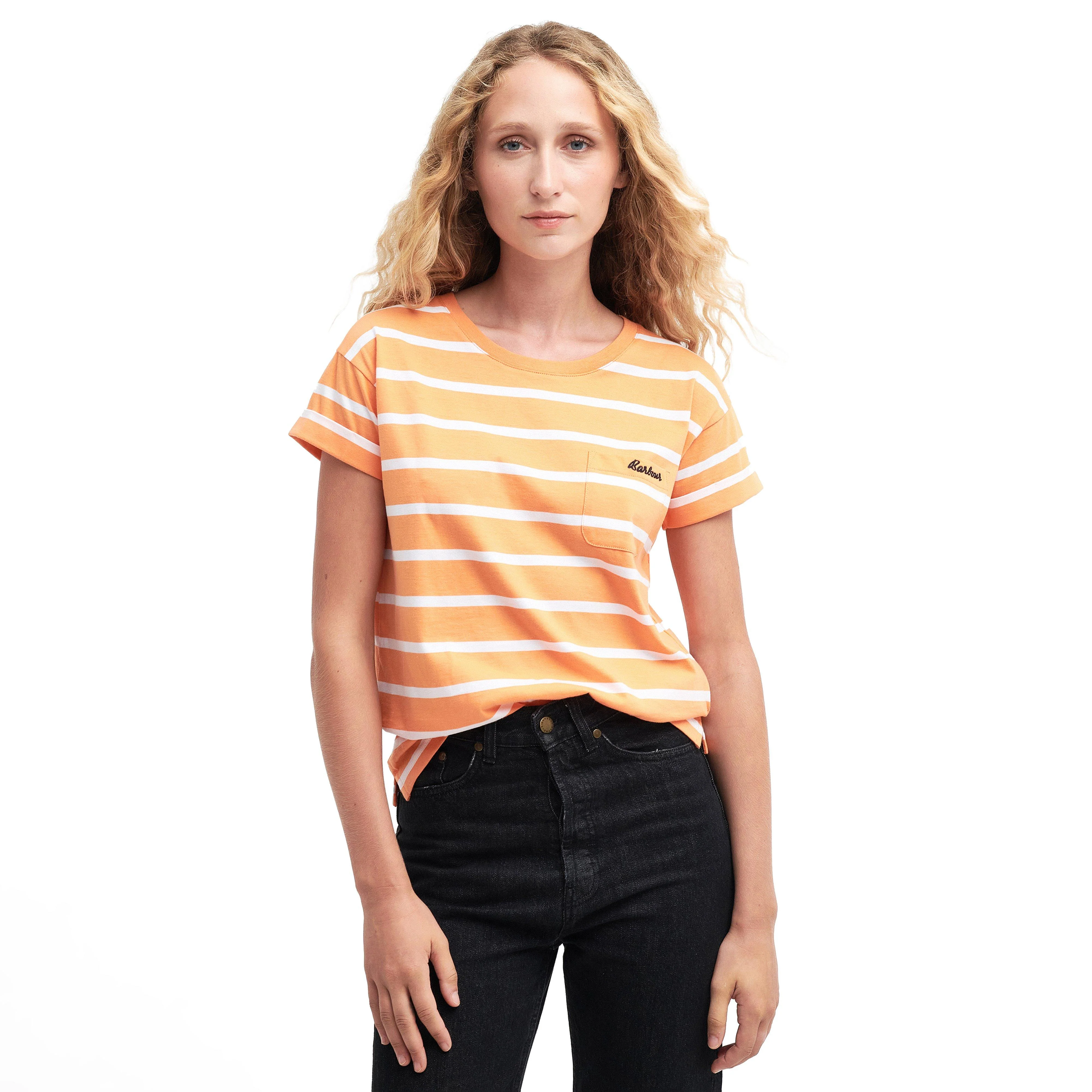 Womens Otterburn Stripe T-Shirt Apricot Crush - Image 8