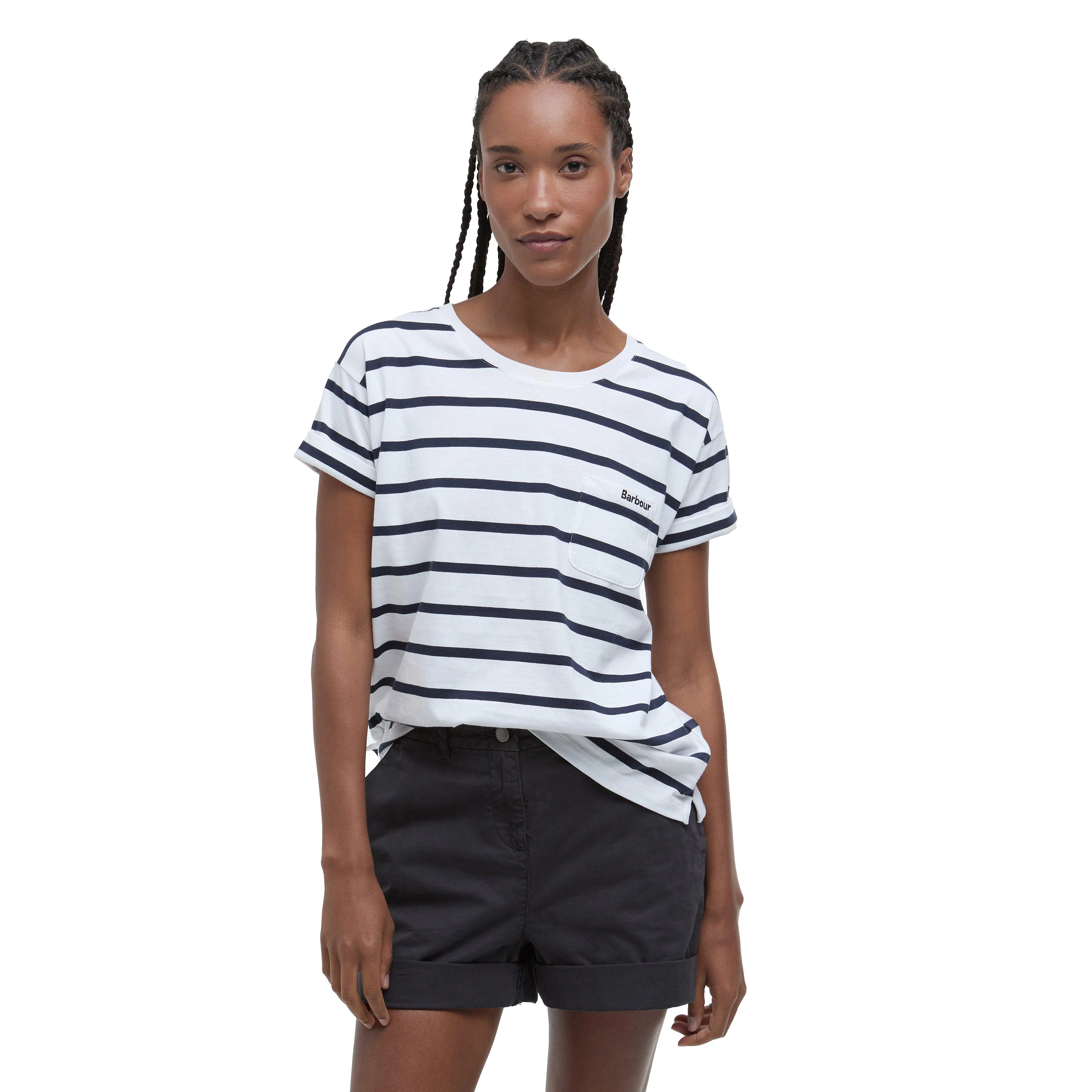 Womens Otterburn Stripe T-Shirt White/Navy Stripe - Image 6