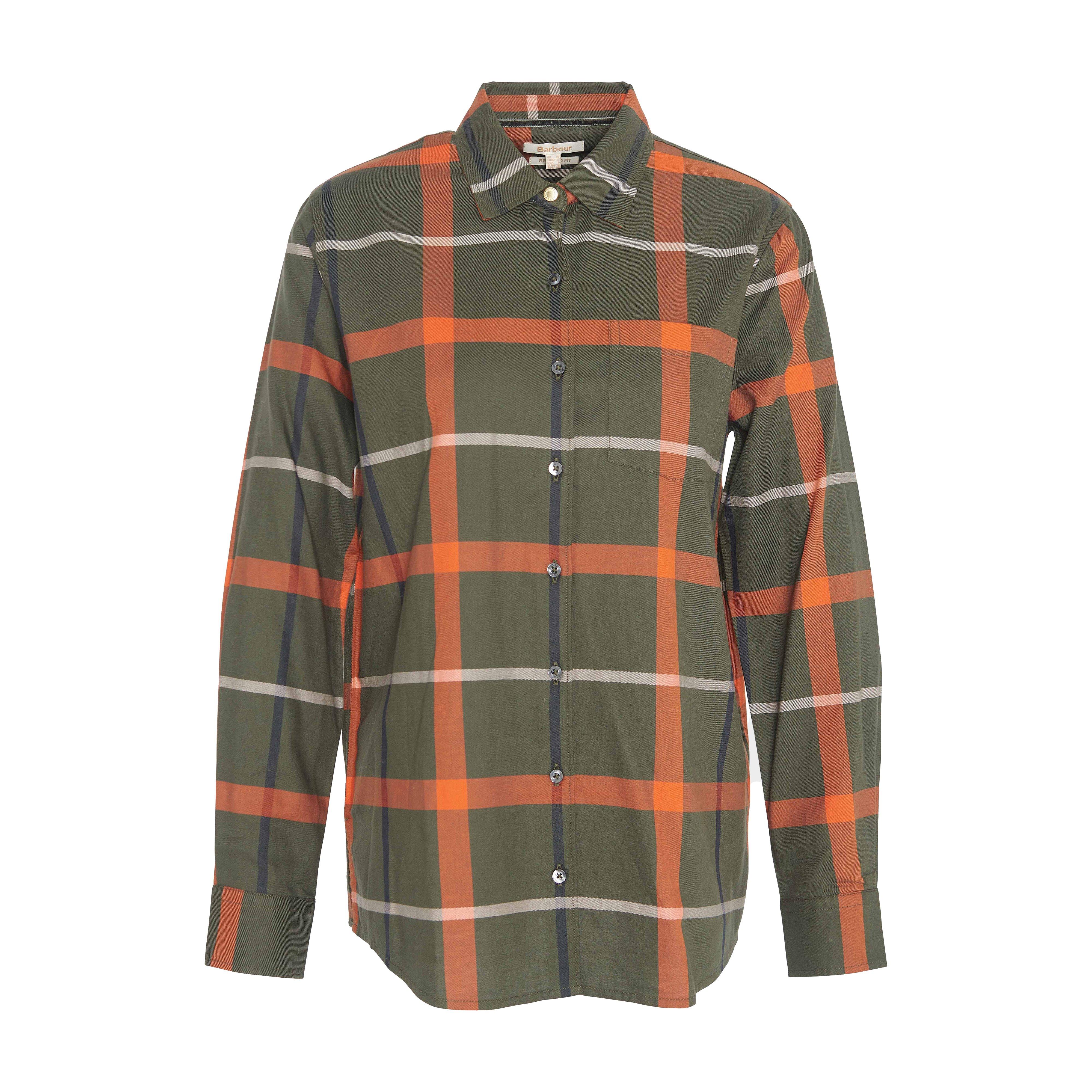 Womens Oxer Check Shirt Olive Check - Image 2