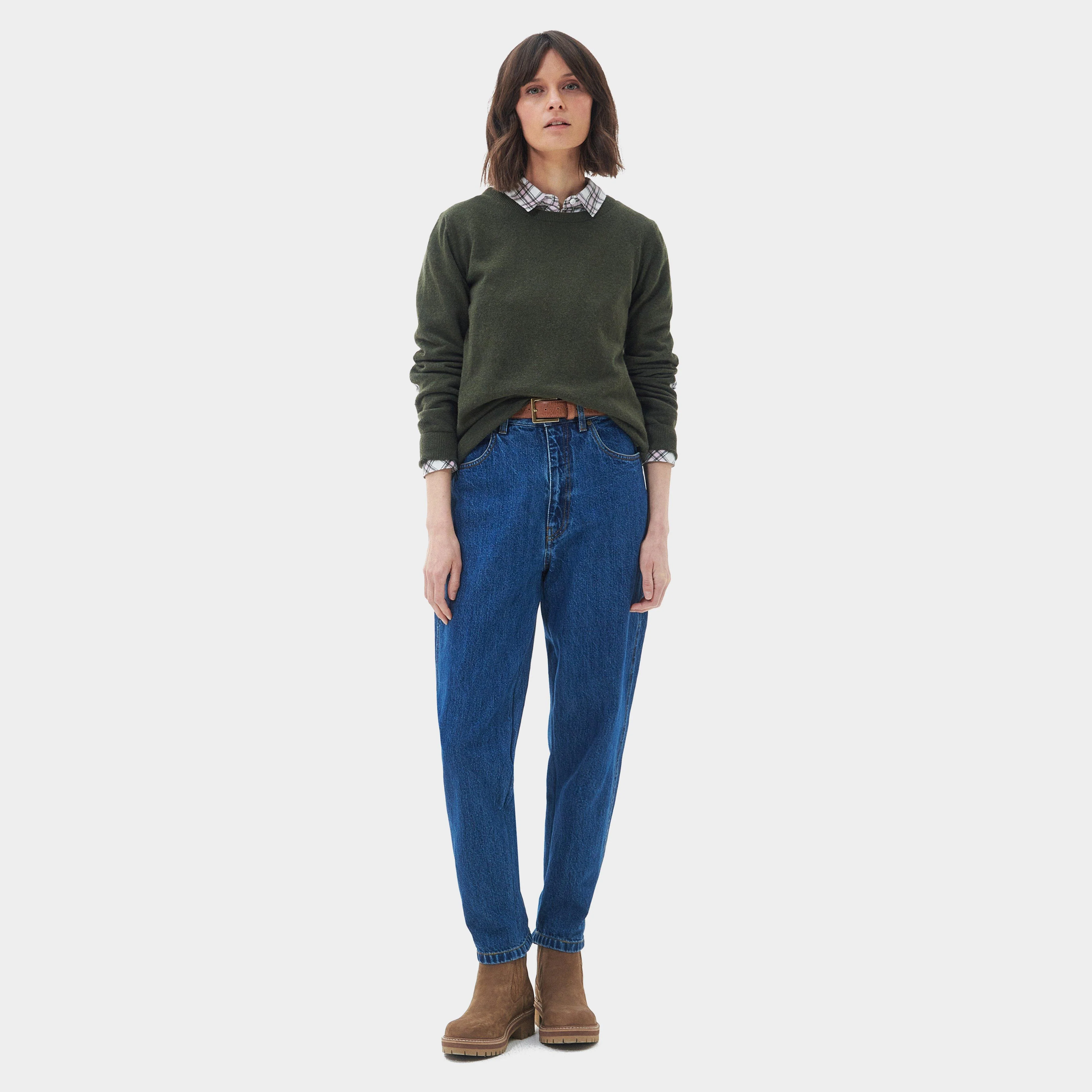 Womens Pendle Knitted Jumper Warm Olive/Fawn - Image 9