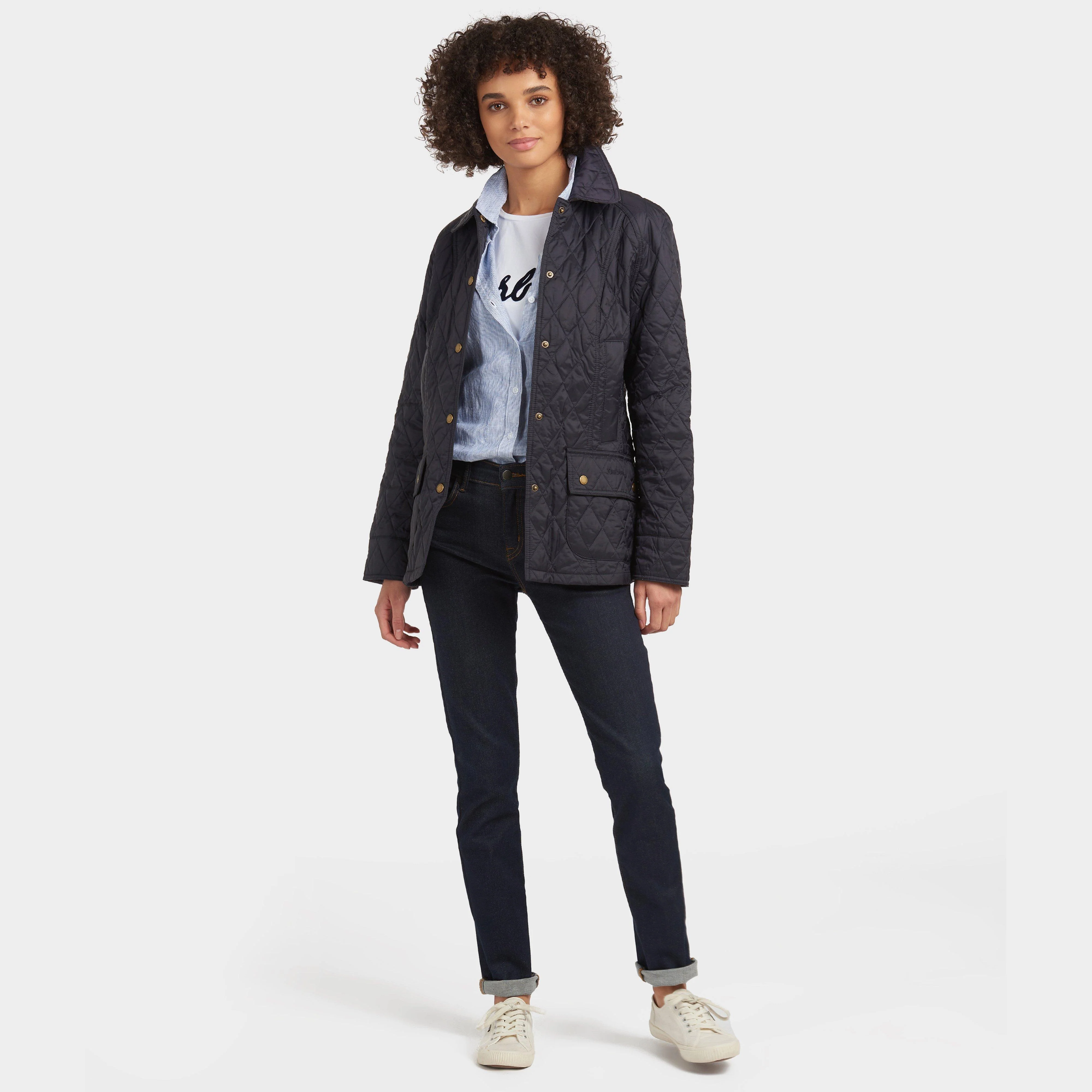 Womens Summer Beadnell Quilted Jacket Navy - Image 10