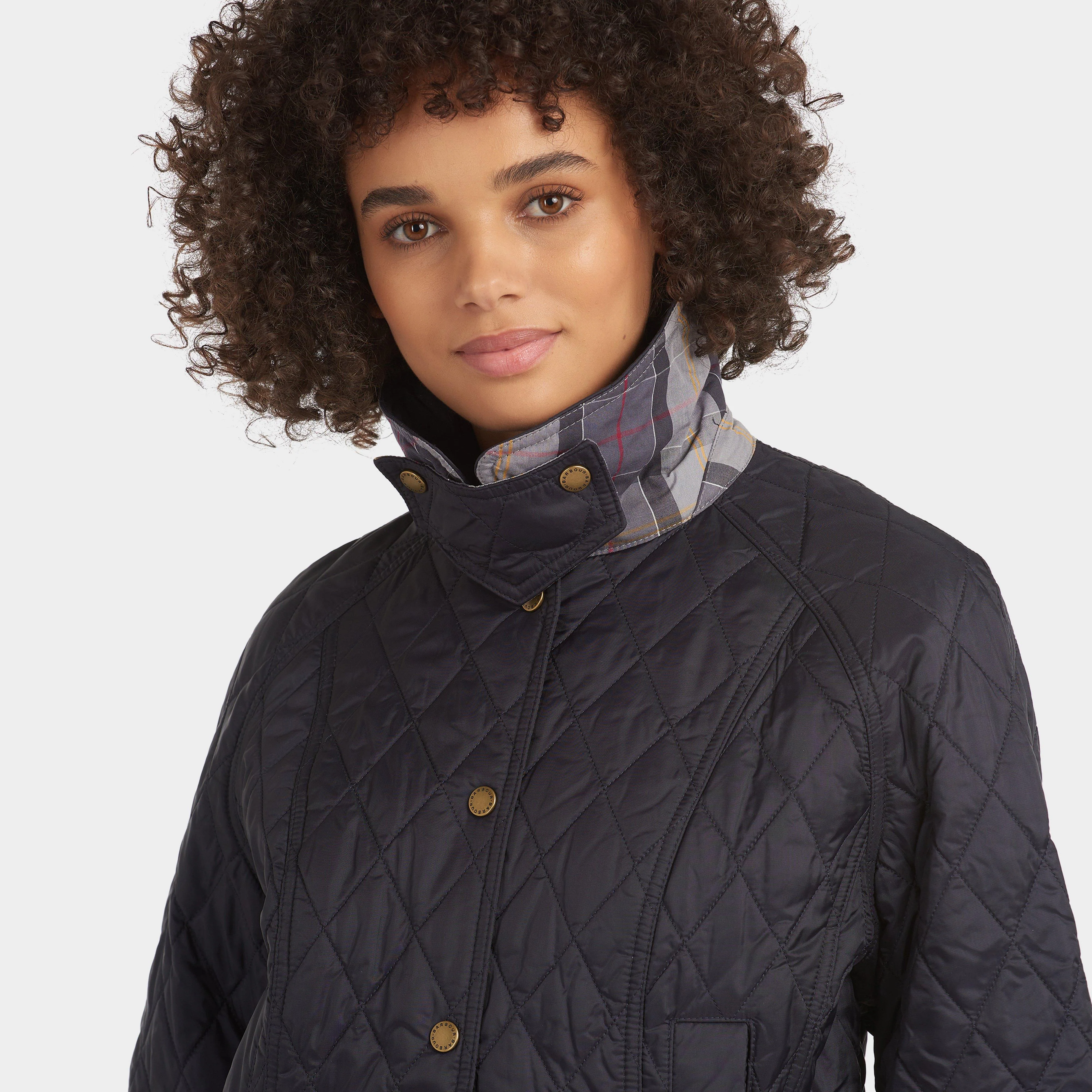 Womens Summer Beadnell Quilted Jacket Navy - Image 6