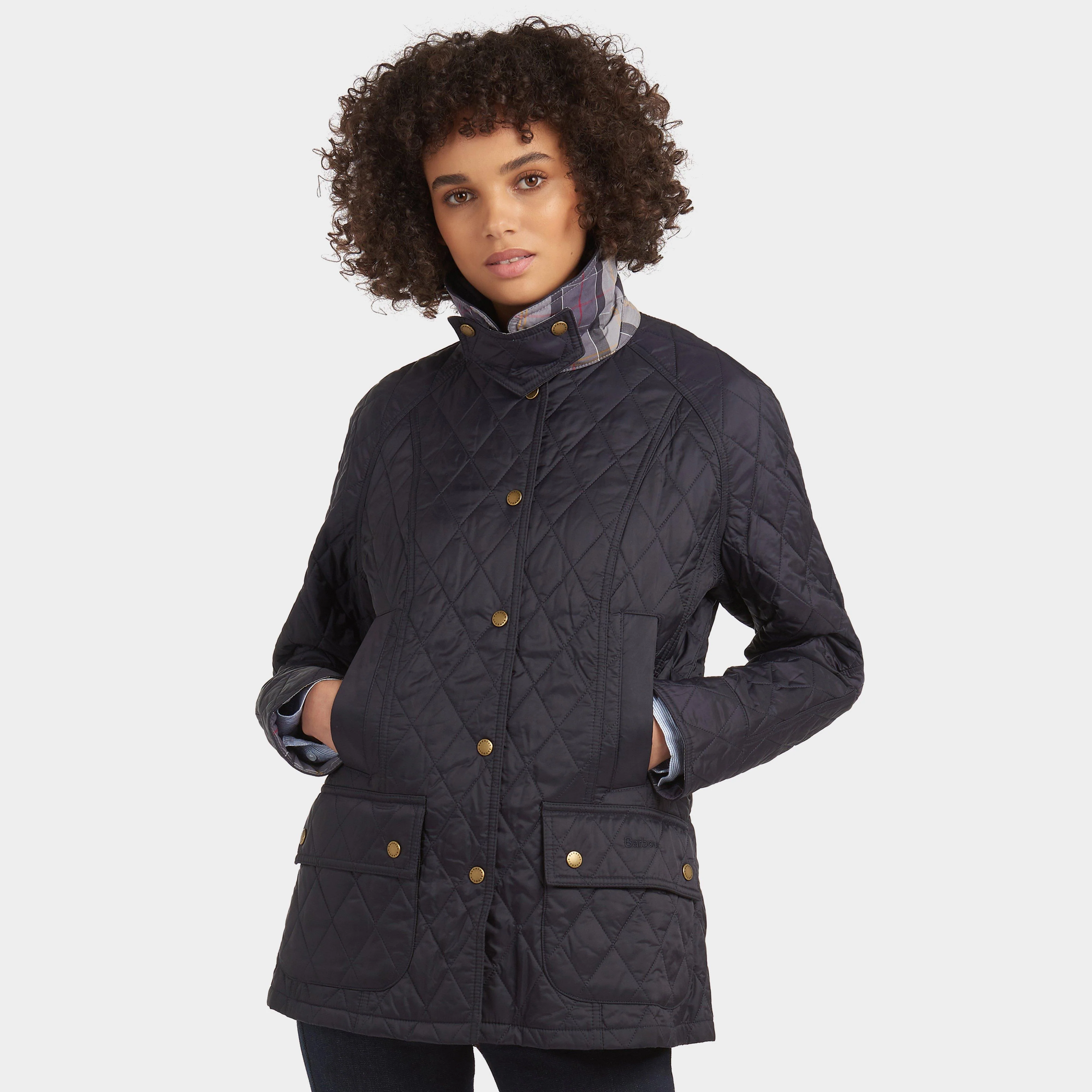 Womens Summer Beadnell Quilted Jacket Navy - Image 9