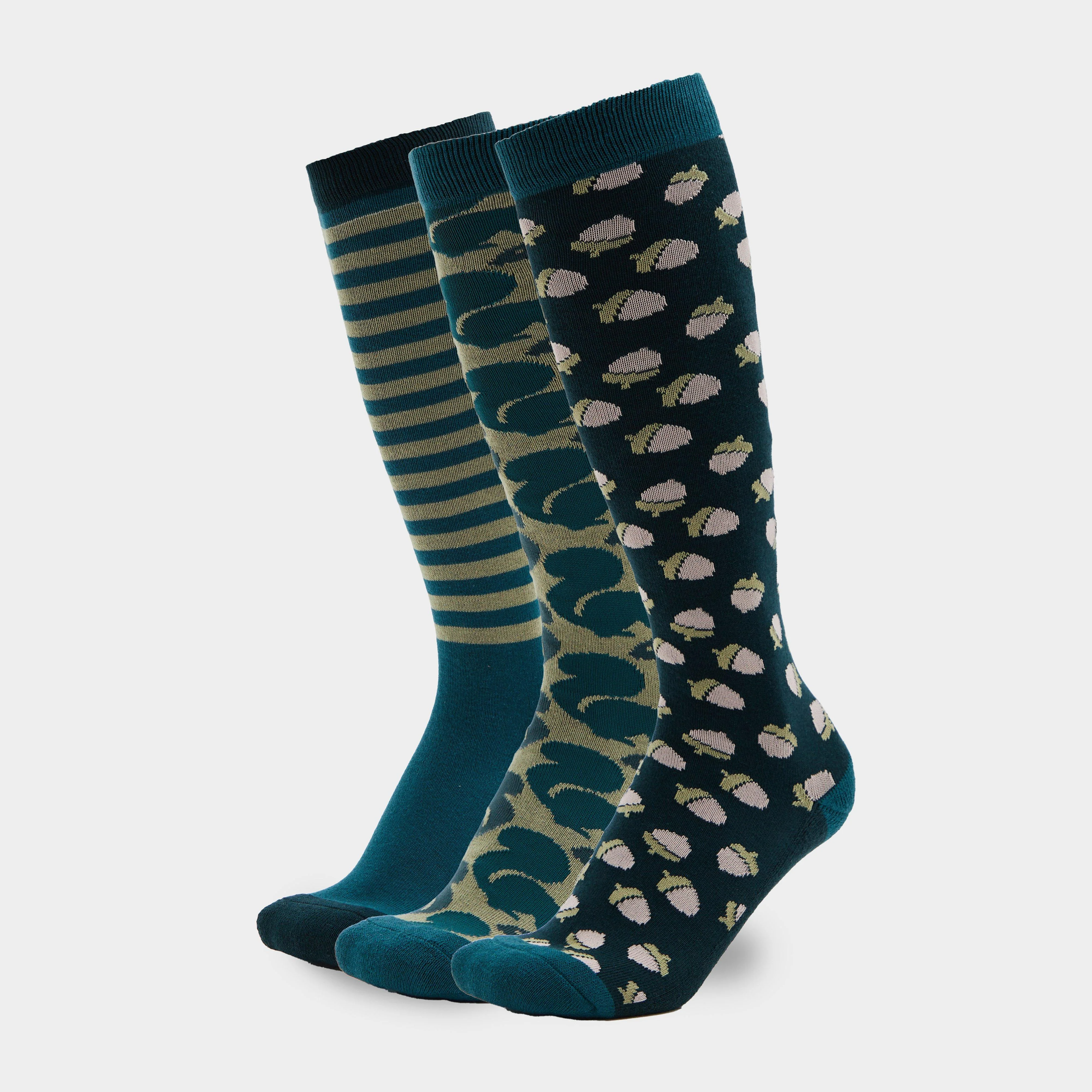 3 Pack Socks Green Autumn