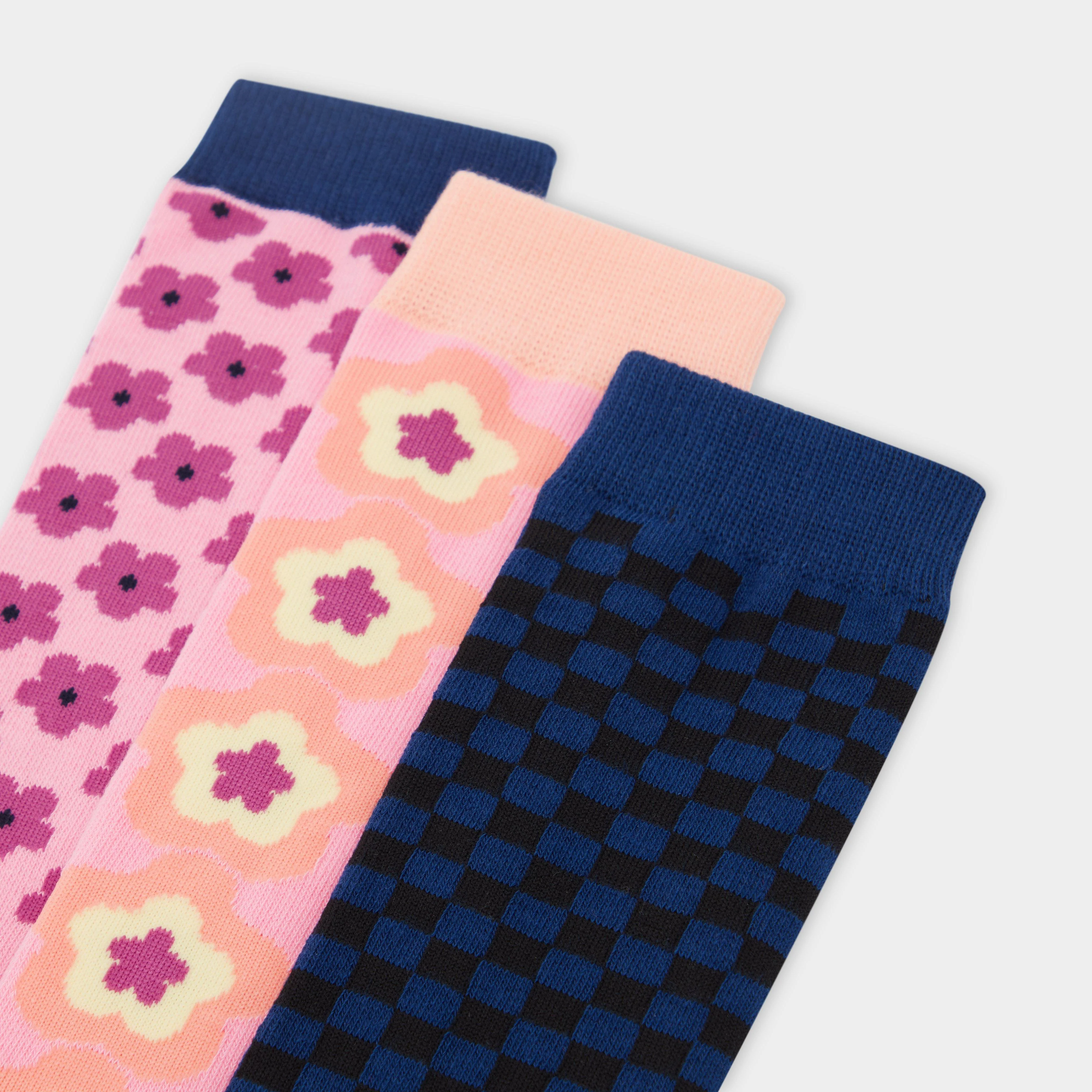 3 Pack Socks Navy Geo Floral - Image 5