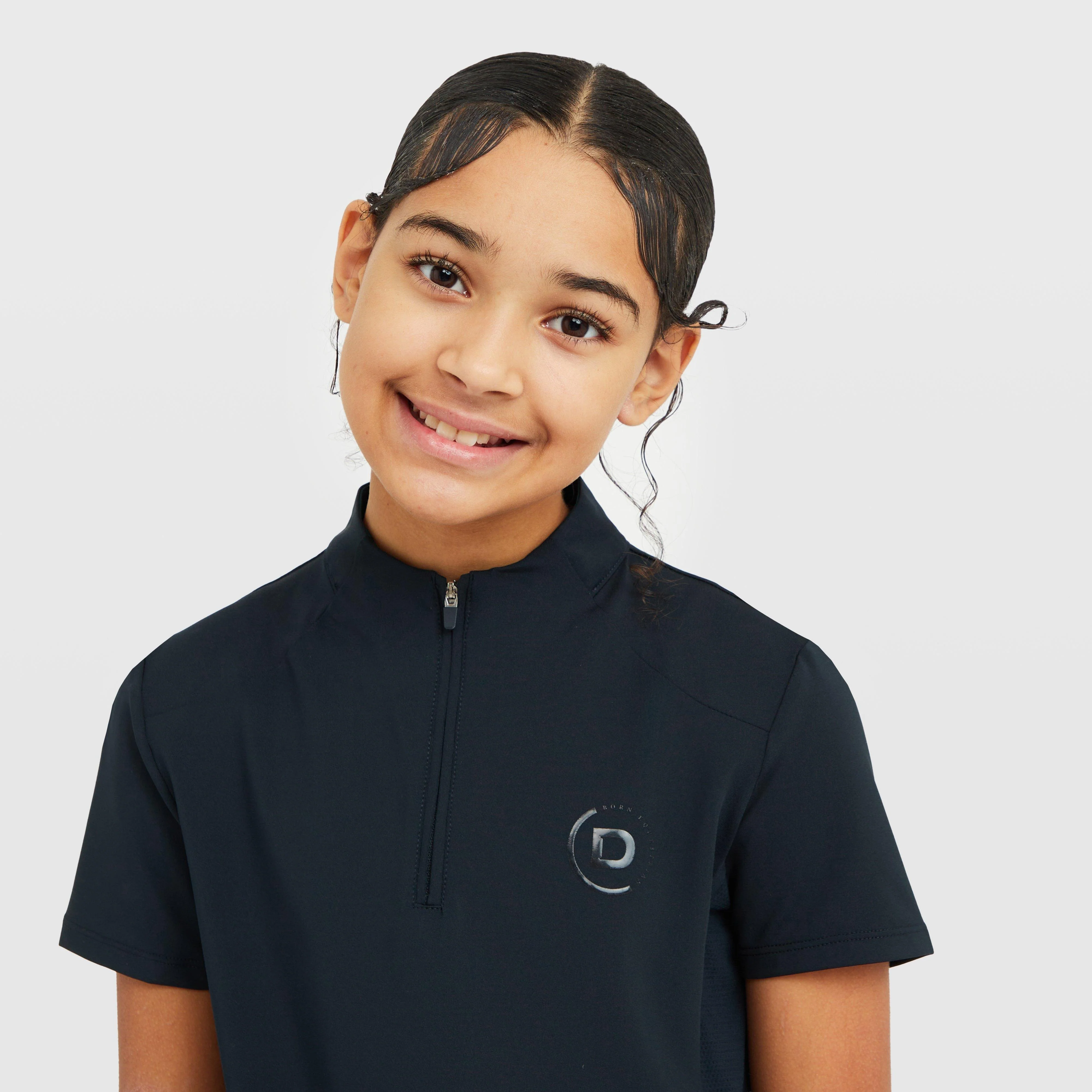 Kids 1/4 Zip Short Sleeve Top Navy - Image 4