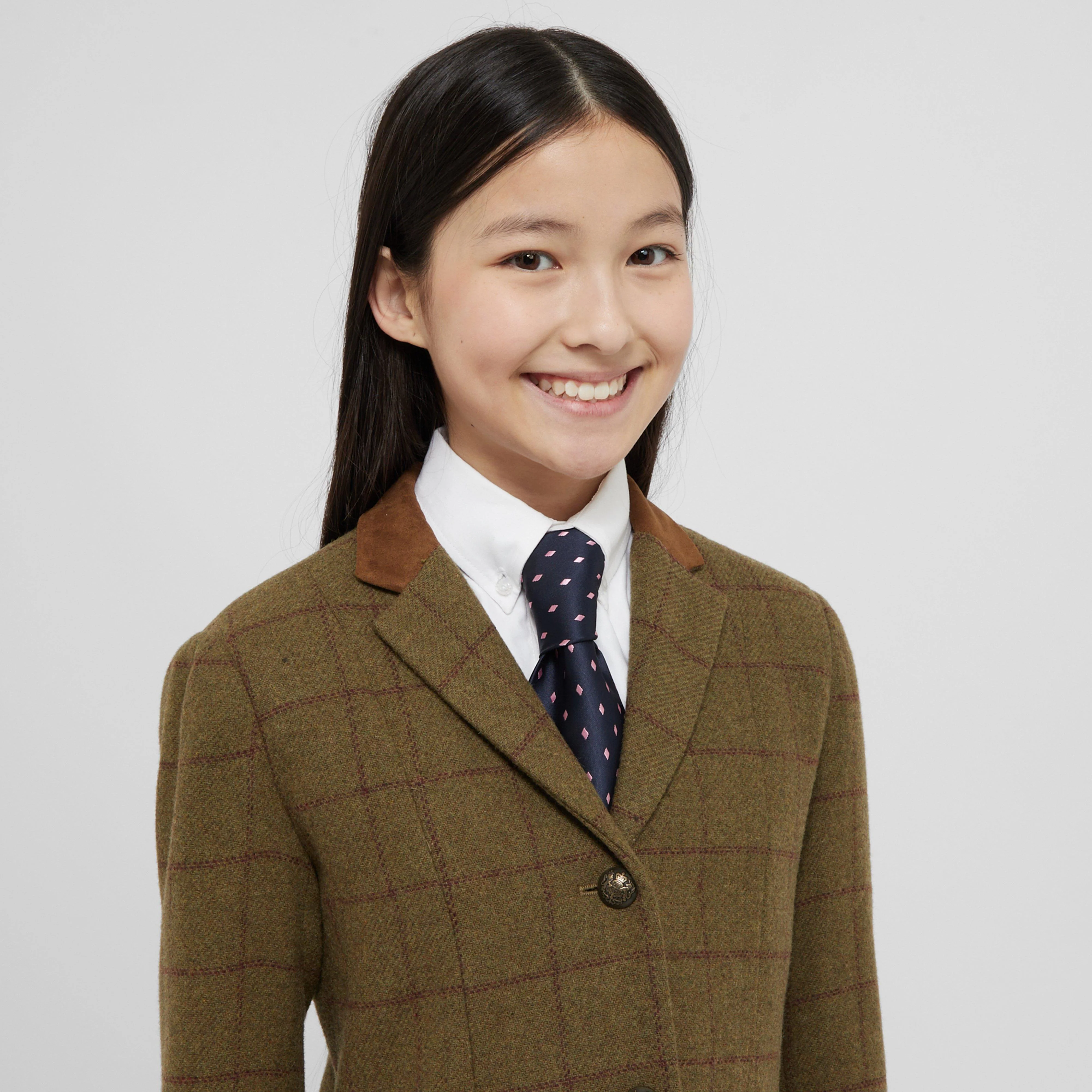 Kids Albany Tweed Suede Collar Tailored Show Jacket Brown - Image 4