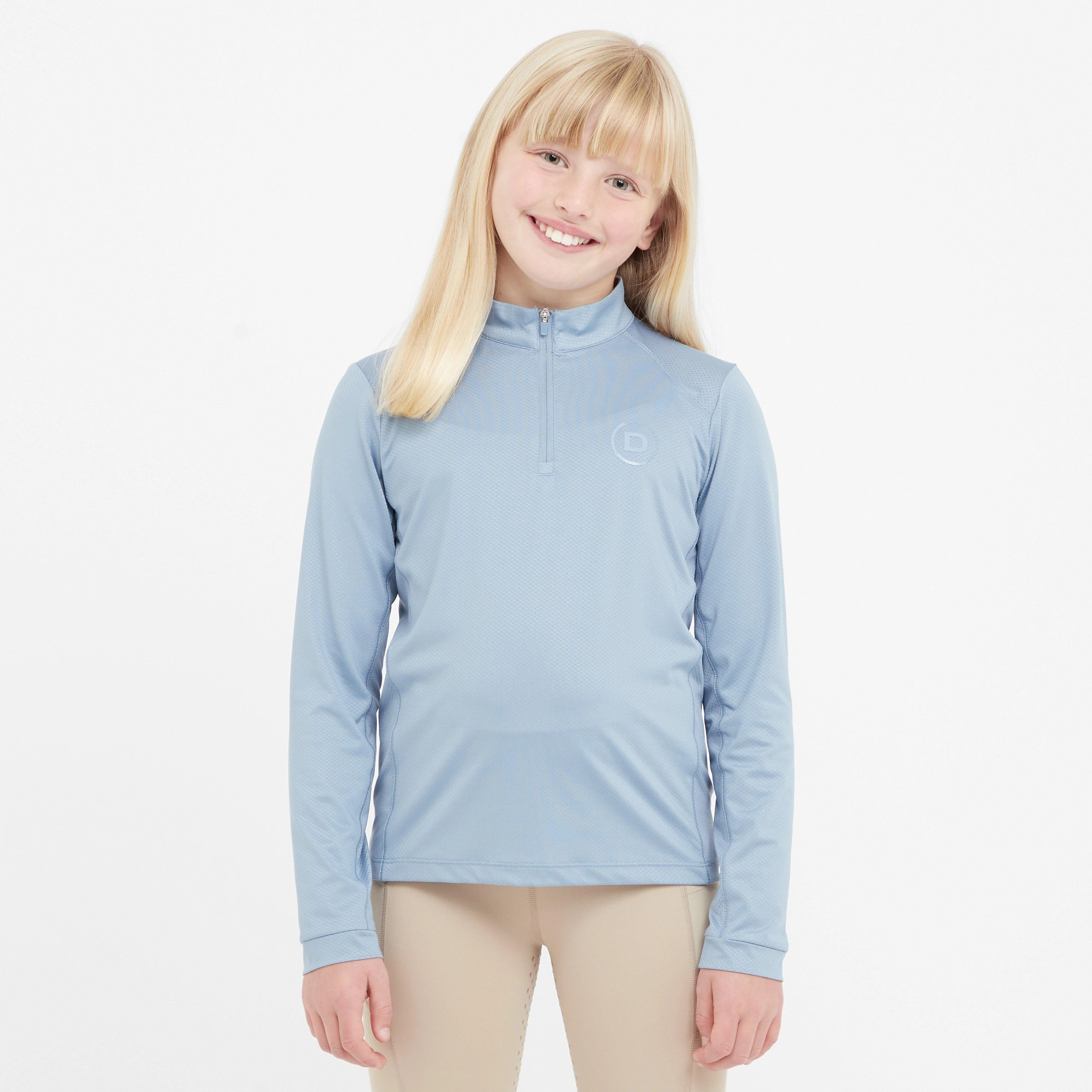 Kids Breathable Long Sleeved Riding Top Blue Fog