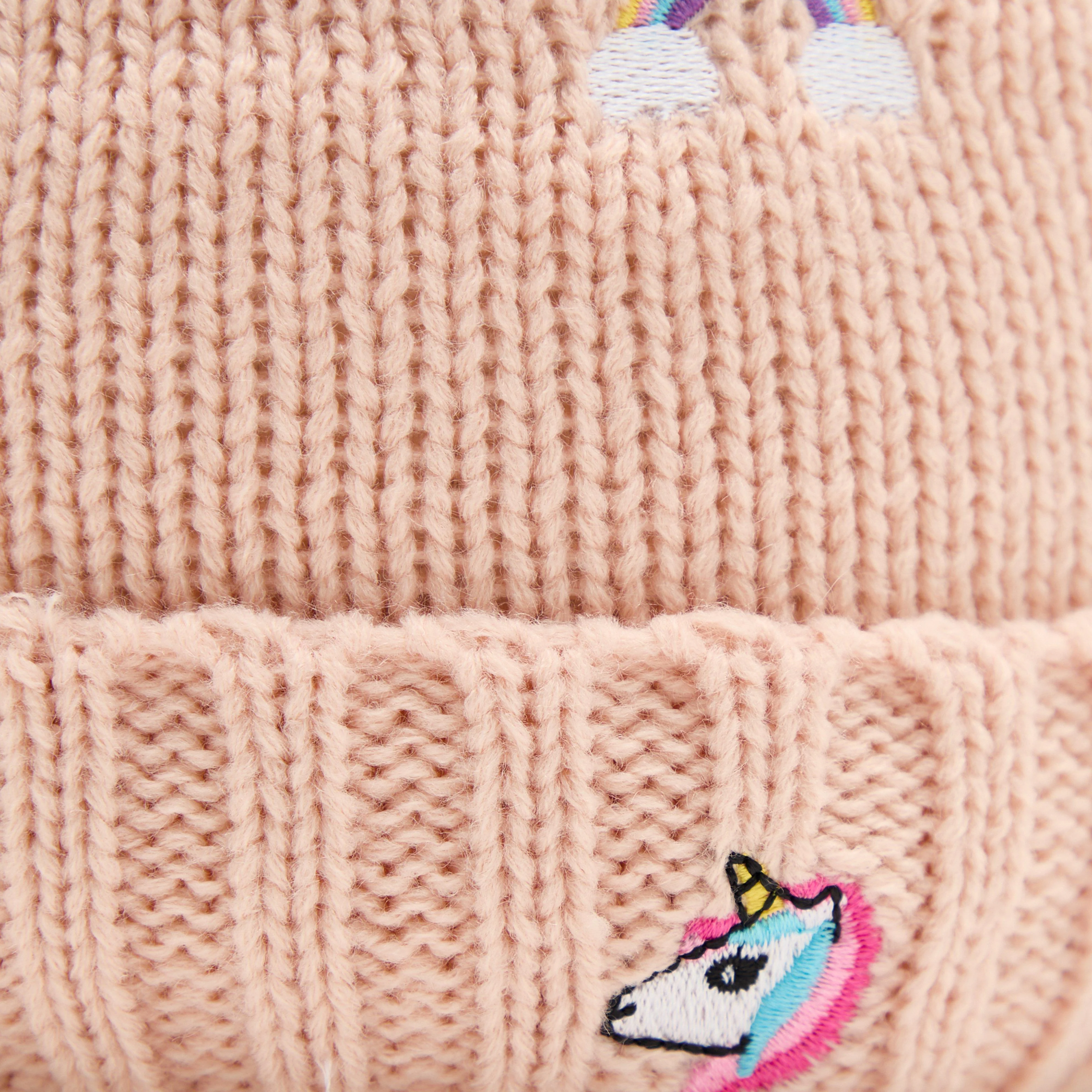Kids Embroidered Fun Beanie Dusty Pink - Image 3