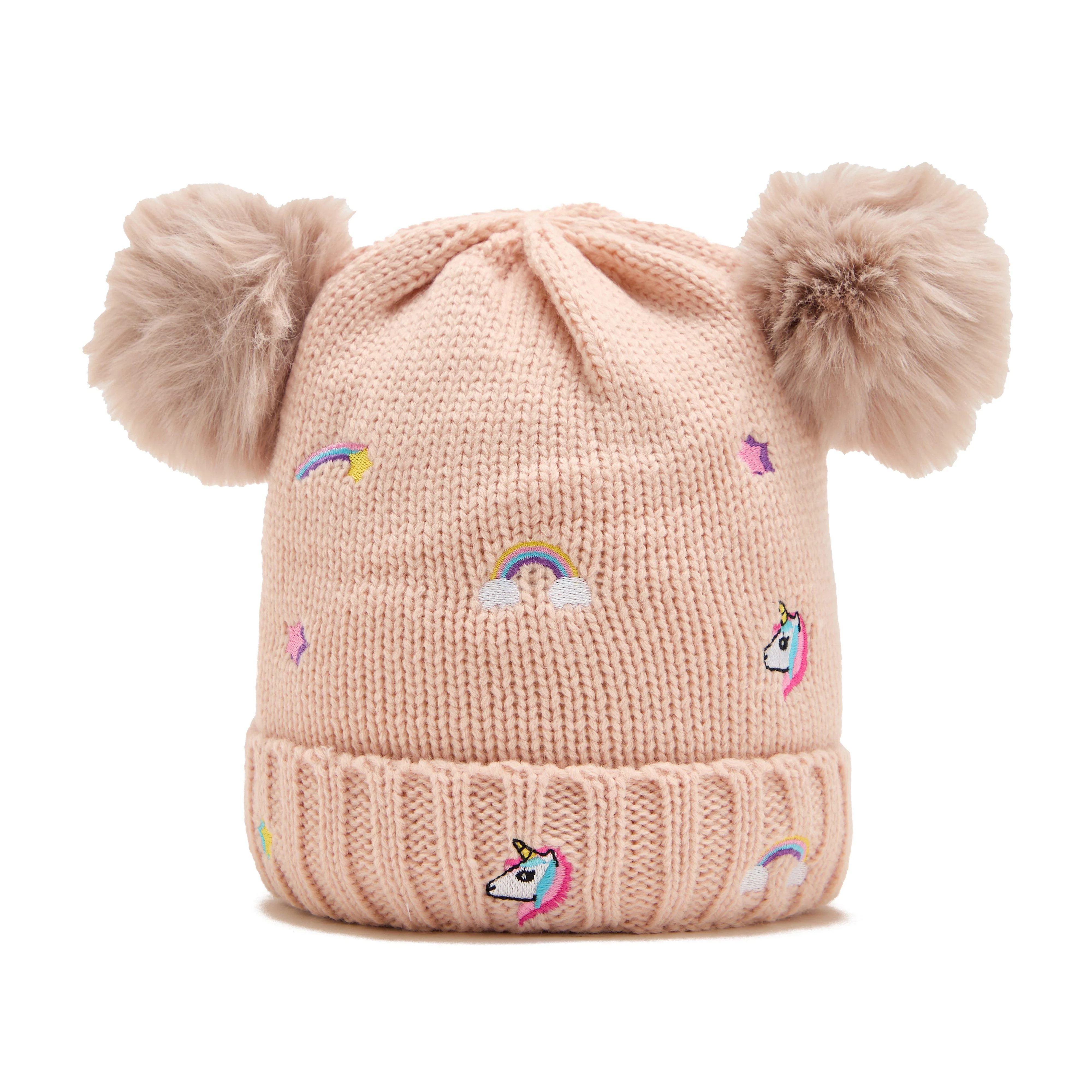 Kids Embroidered Fun Beanie Dusty Pink - Image 4