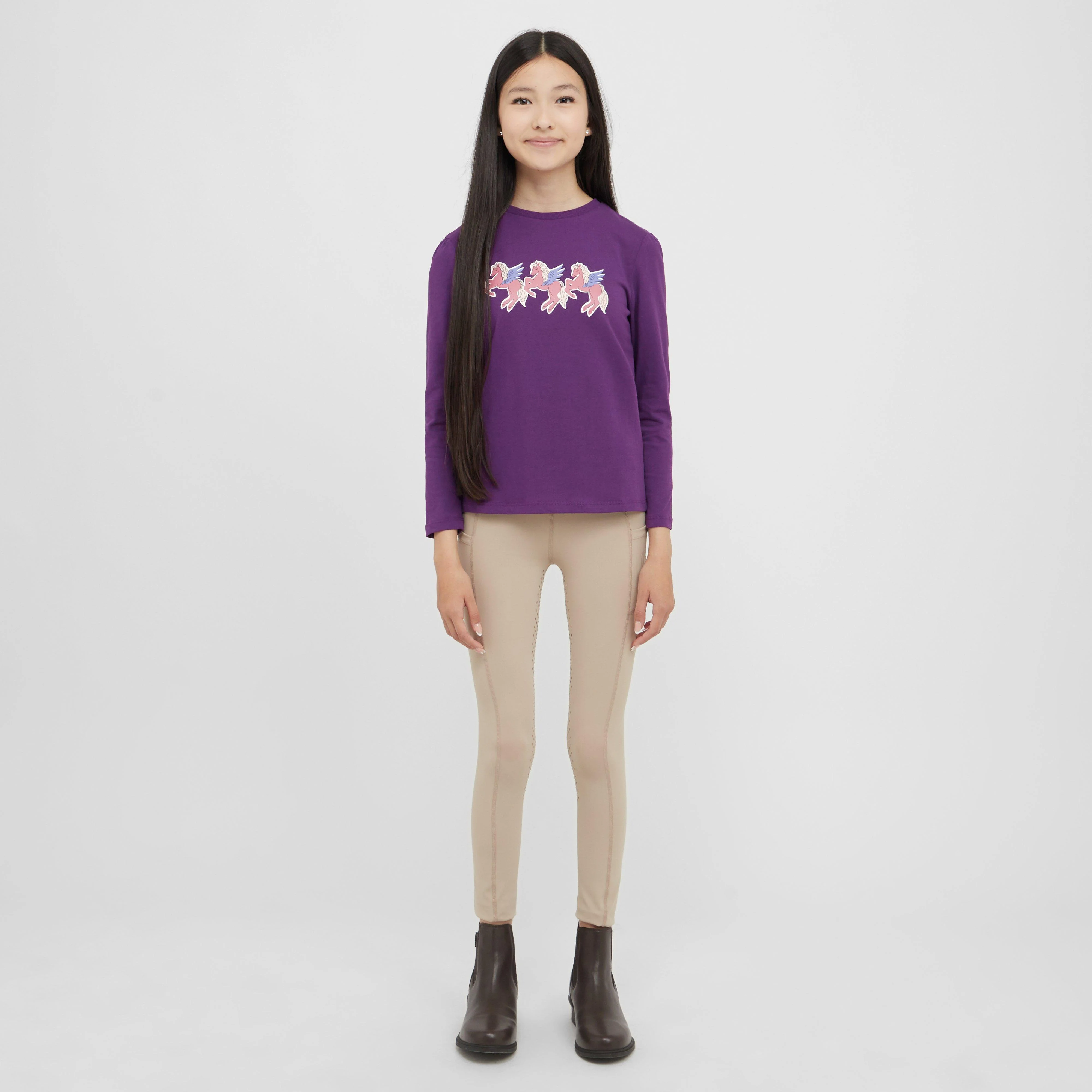 Kids Poppy Puff Sleeve Tee Imperial Purple/Winged Ponies - Image 3