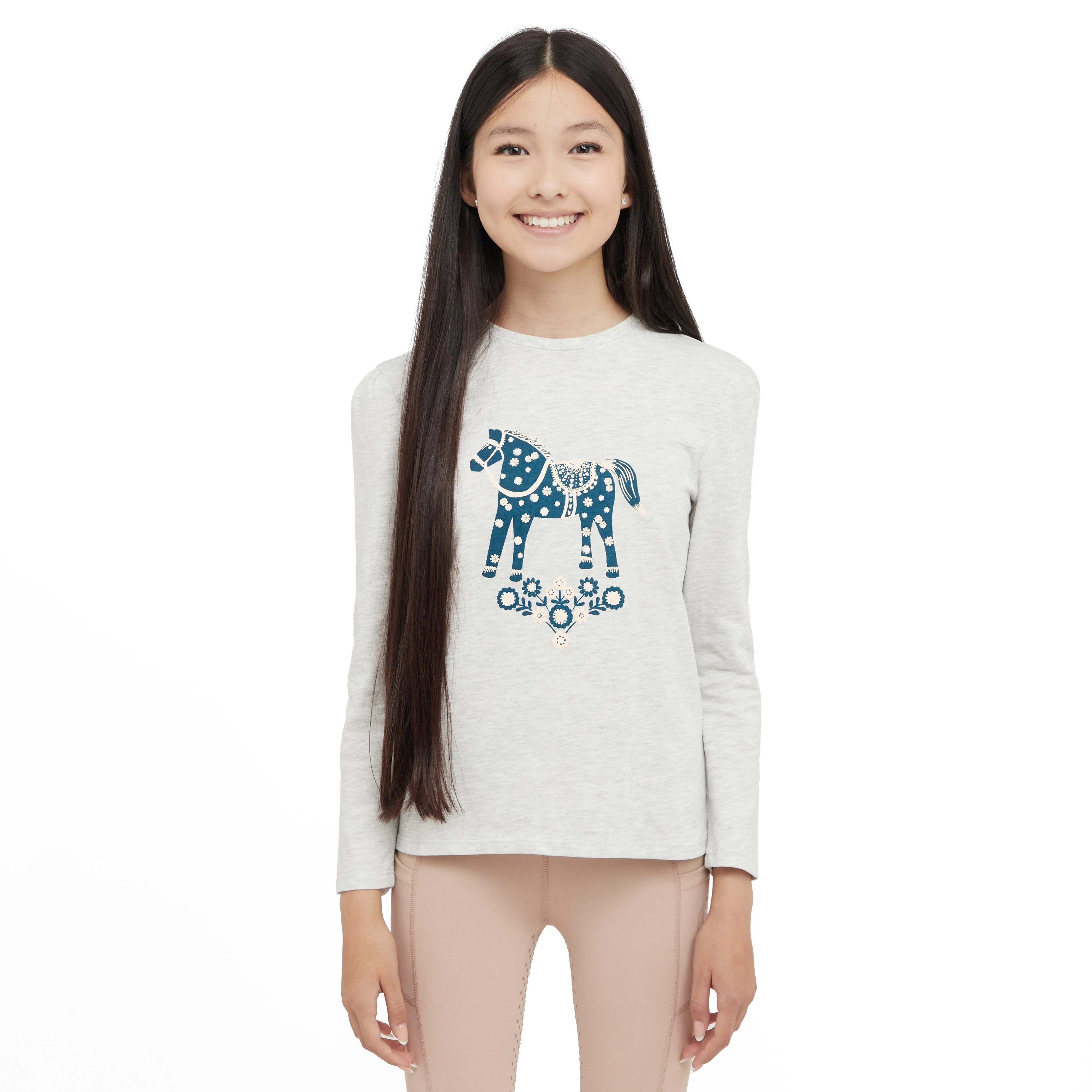 Kids Poppy Puff Sleeve Tee White Marle/Nordic Pony - Image 7
