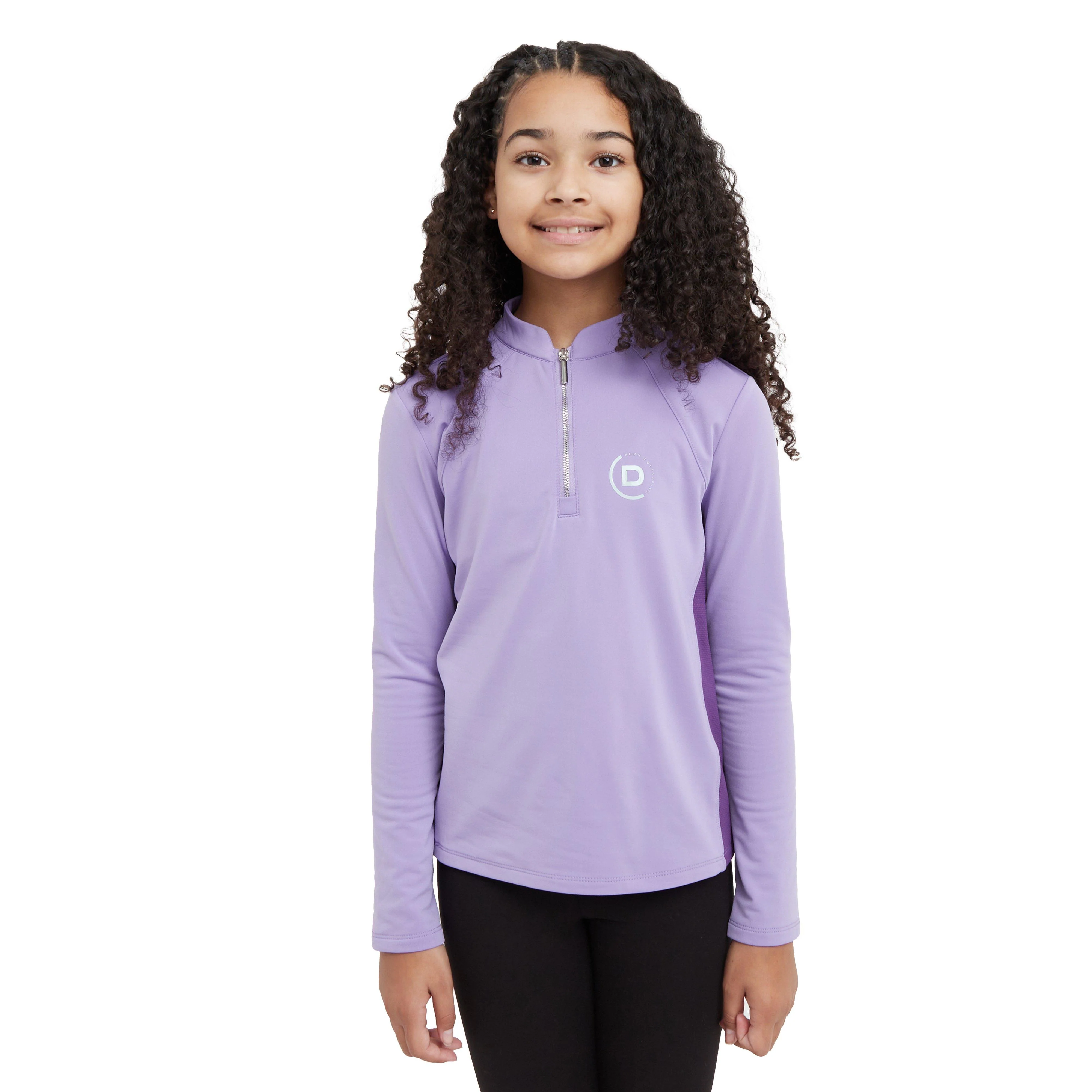 Kids Sadie Panel Detail Long Sleeve Riding Top Paisley Purple/Imperial Purple - Image 7