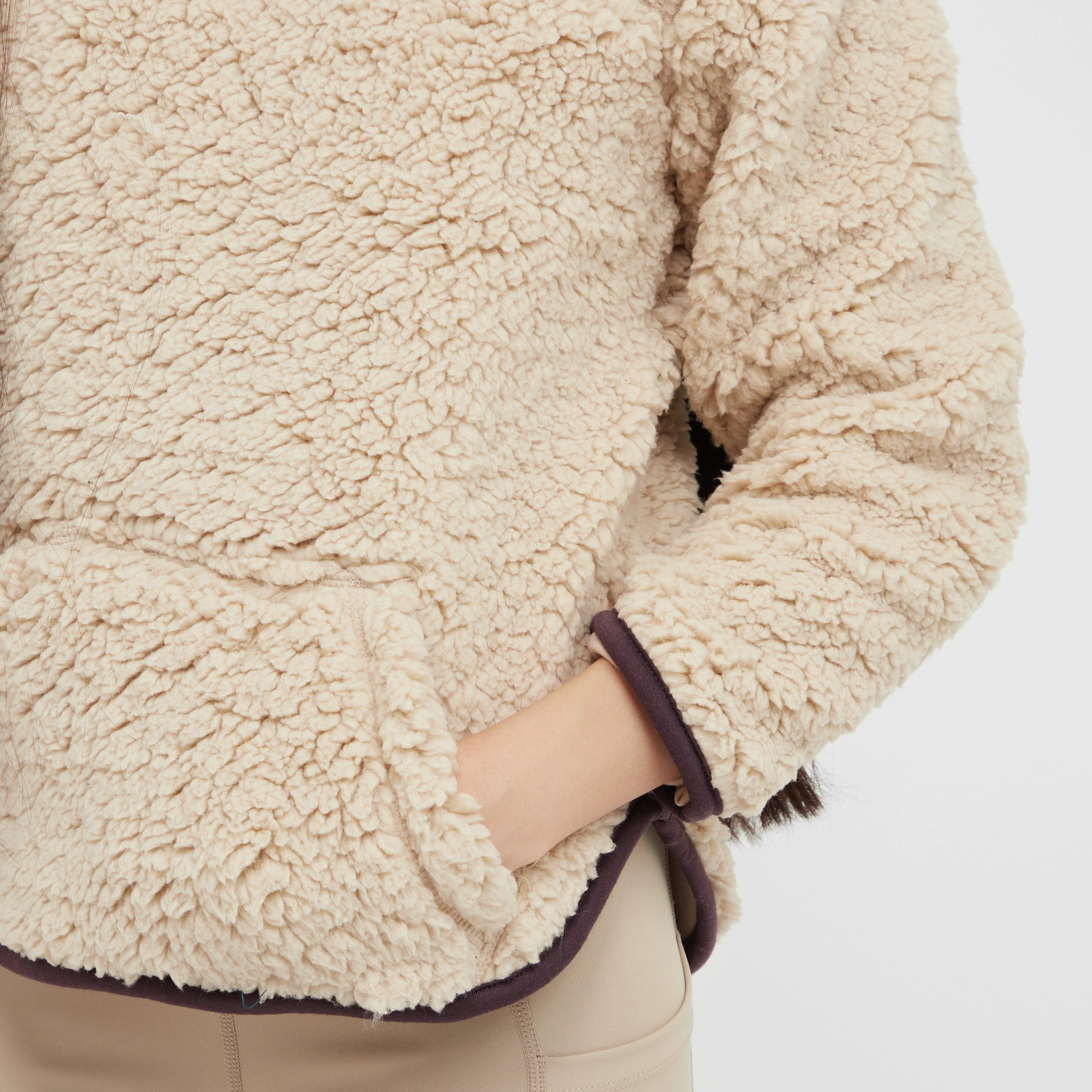 Kids Talia Teddy Pullover Beige/Perfect Plum - Image 5