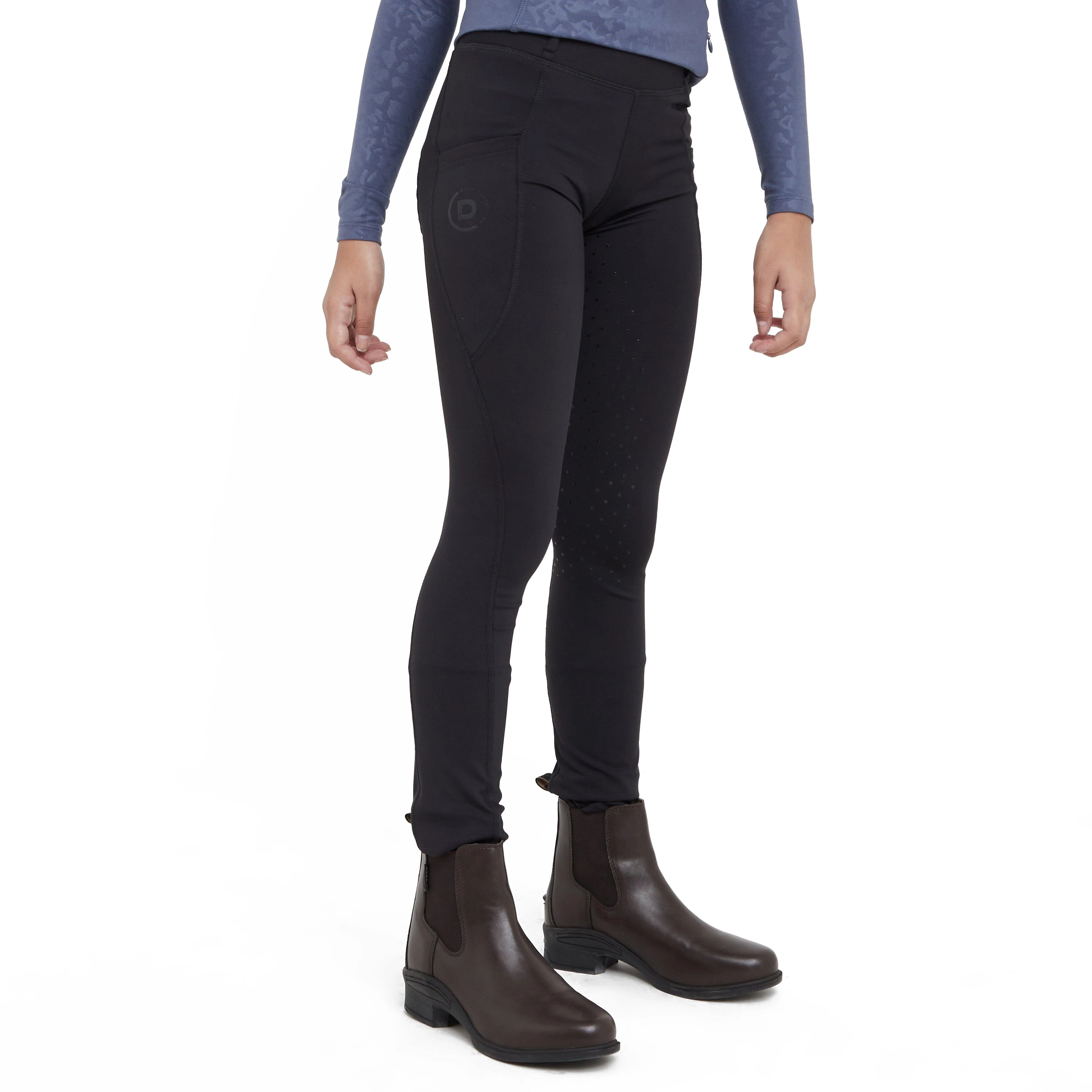 Kids Thermal Riding Tights Black - Image 7