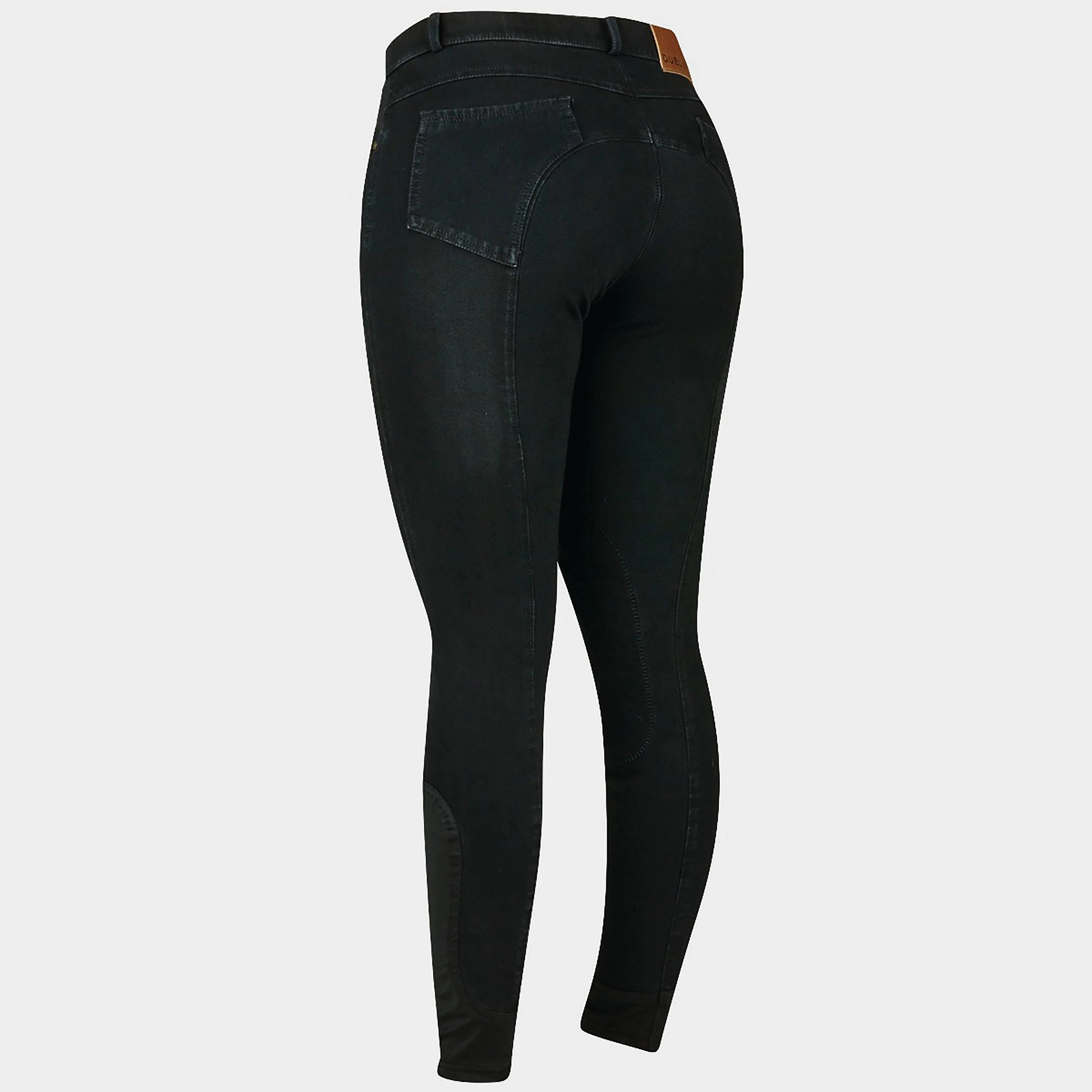 Ladies Shona Knee Patch Denim Breeches Ash Grey - Image 2