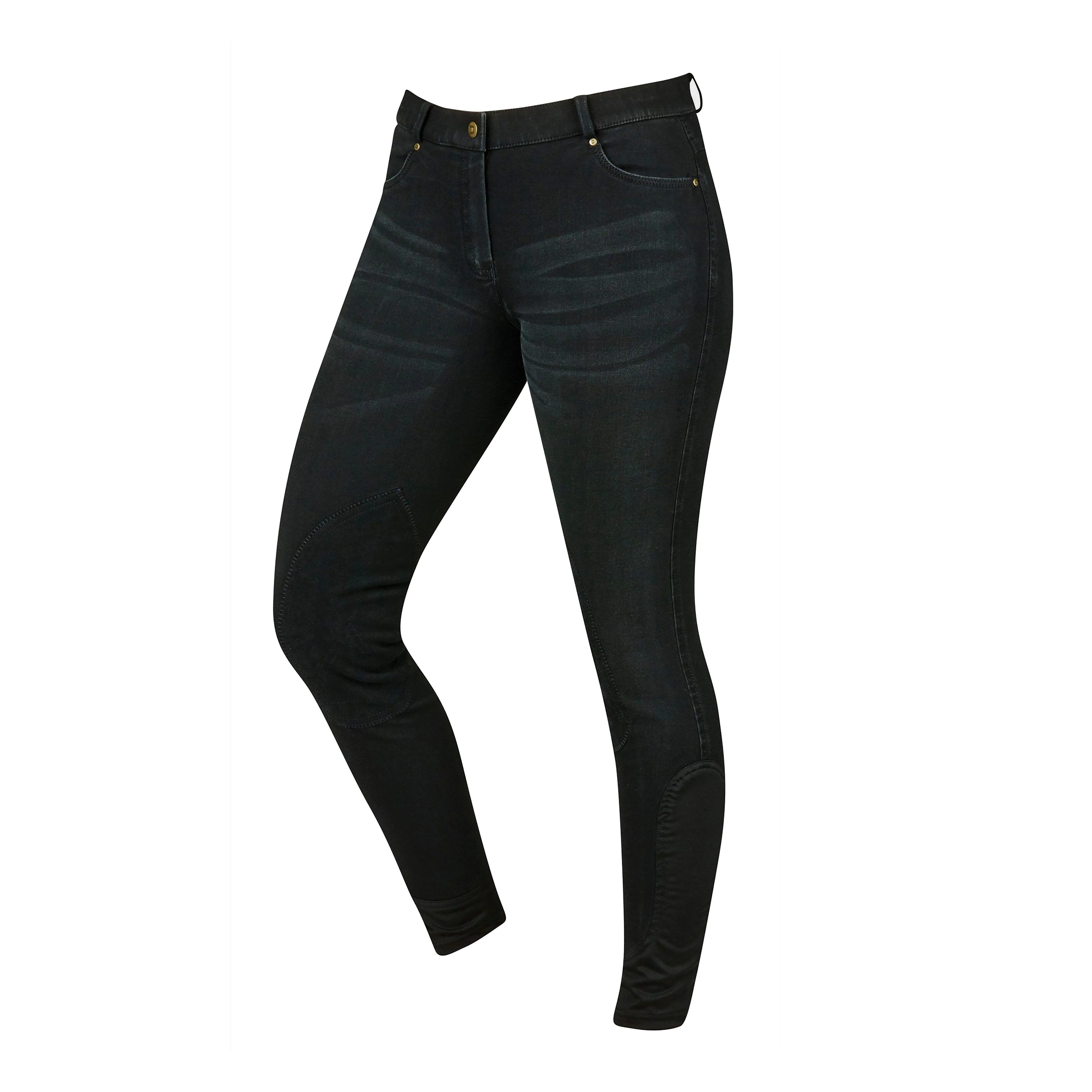 Ladies Shona Knee Patch Denim Breeches Ash Grey - Image 4