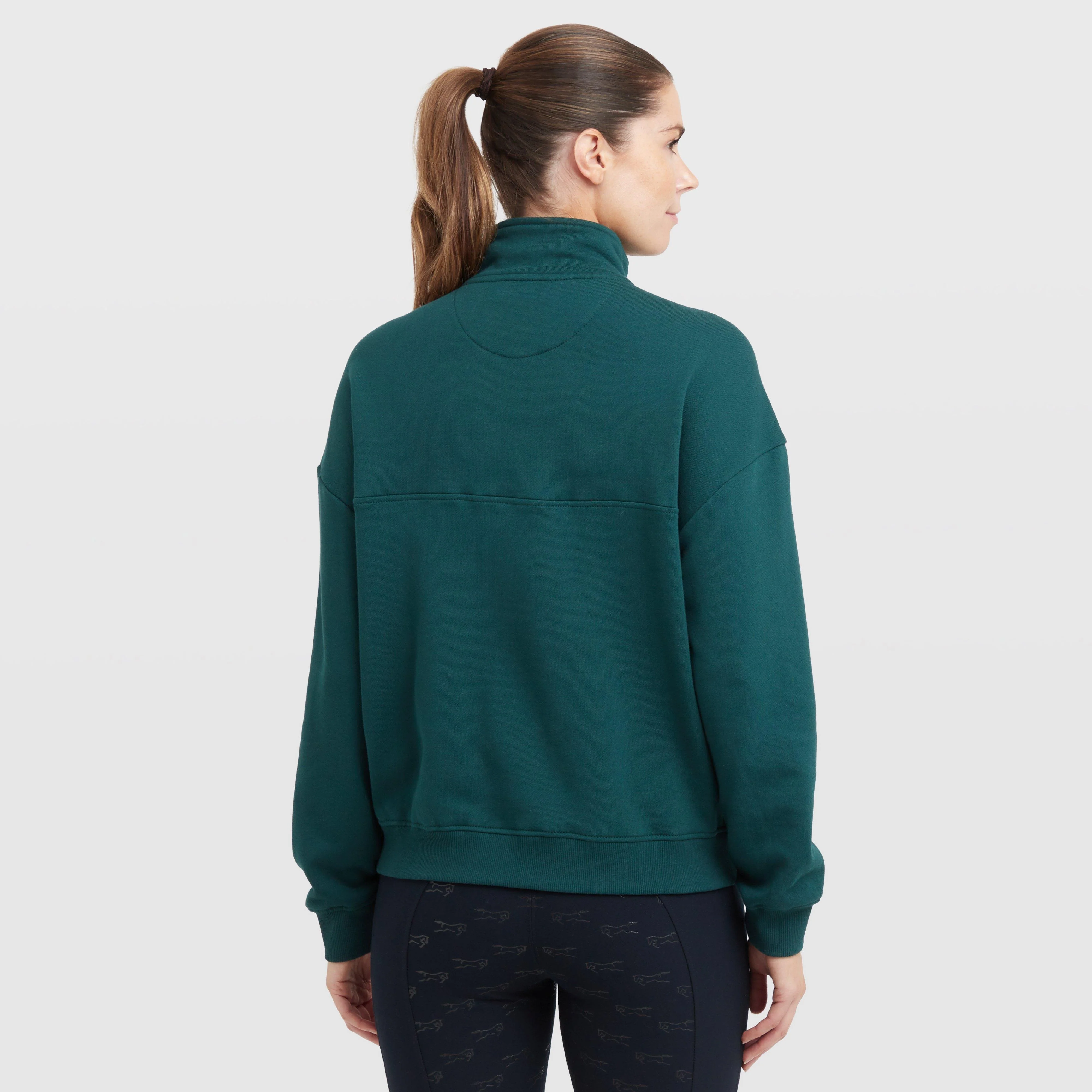 Womens 1/4 Zip Fleece Pullover Deep Emerald Green - Image 2