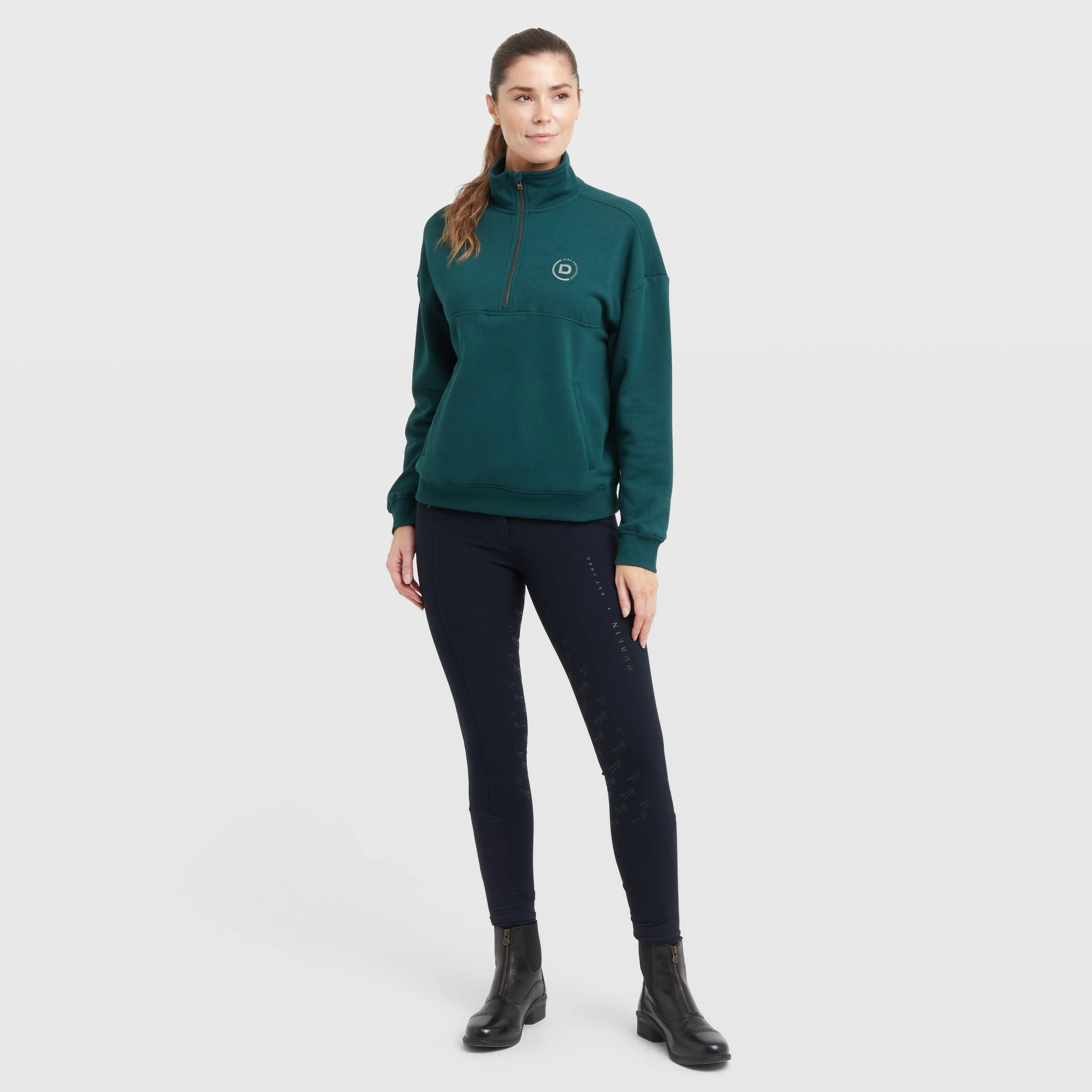 Womens 1/4 Zip Fleece Pullover Deep Emerald Green - Image 3