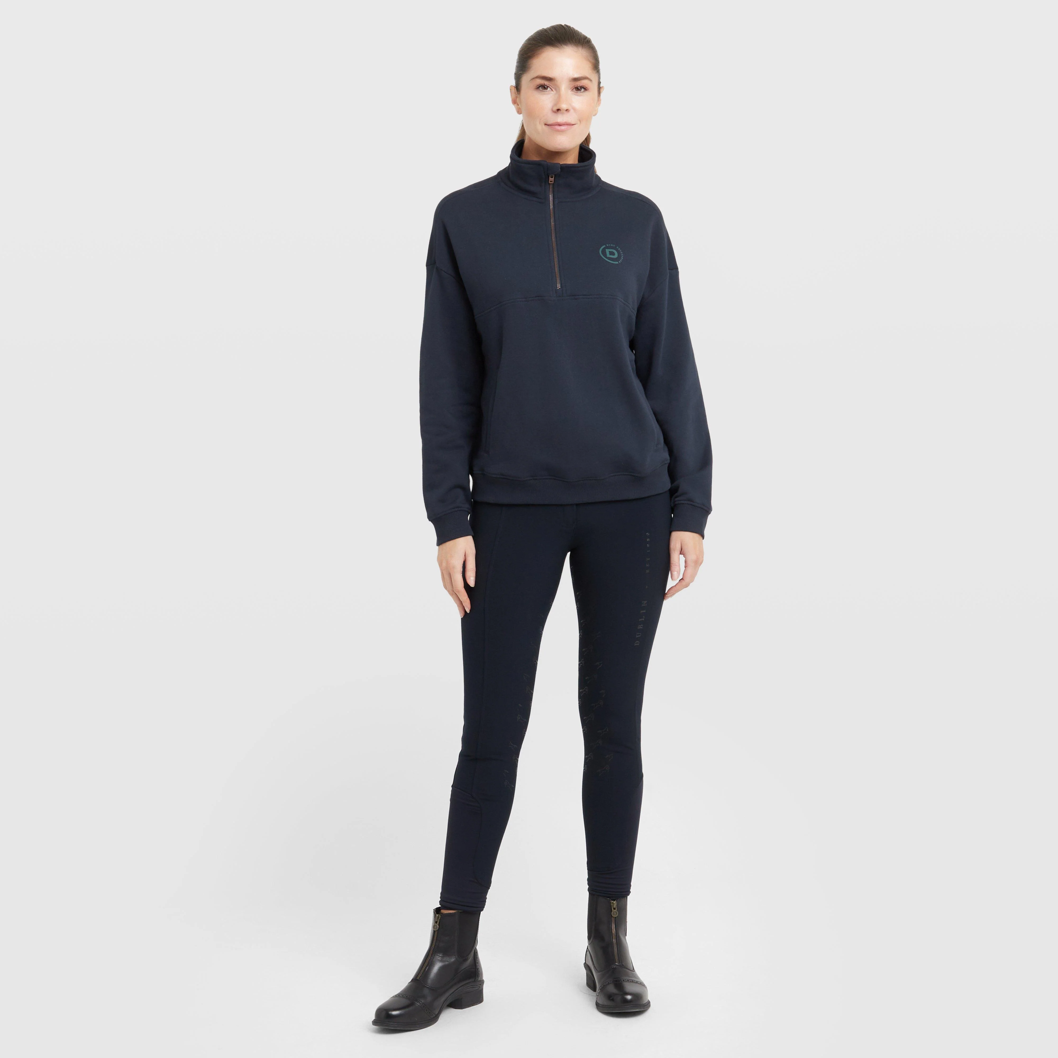 Womens 1/4 Zip Fleece Pullover Navy - Image 3