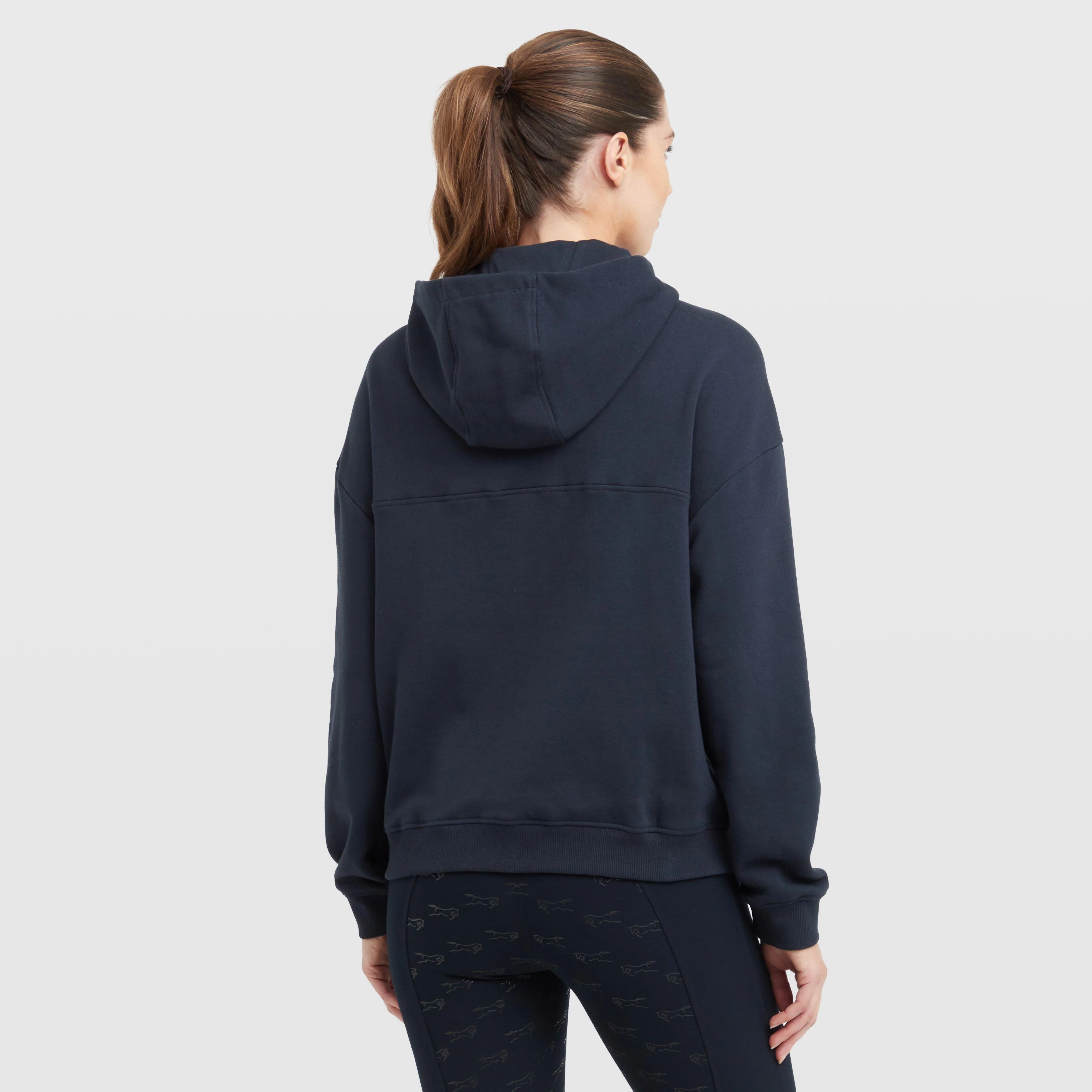 Womens 1/4 Zip Hooded Fleece Pullover Navy - Image 2
