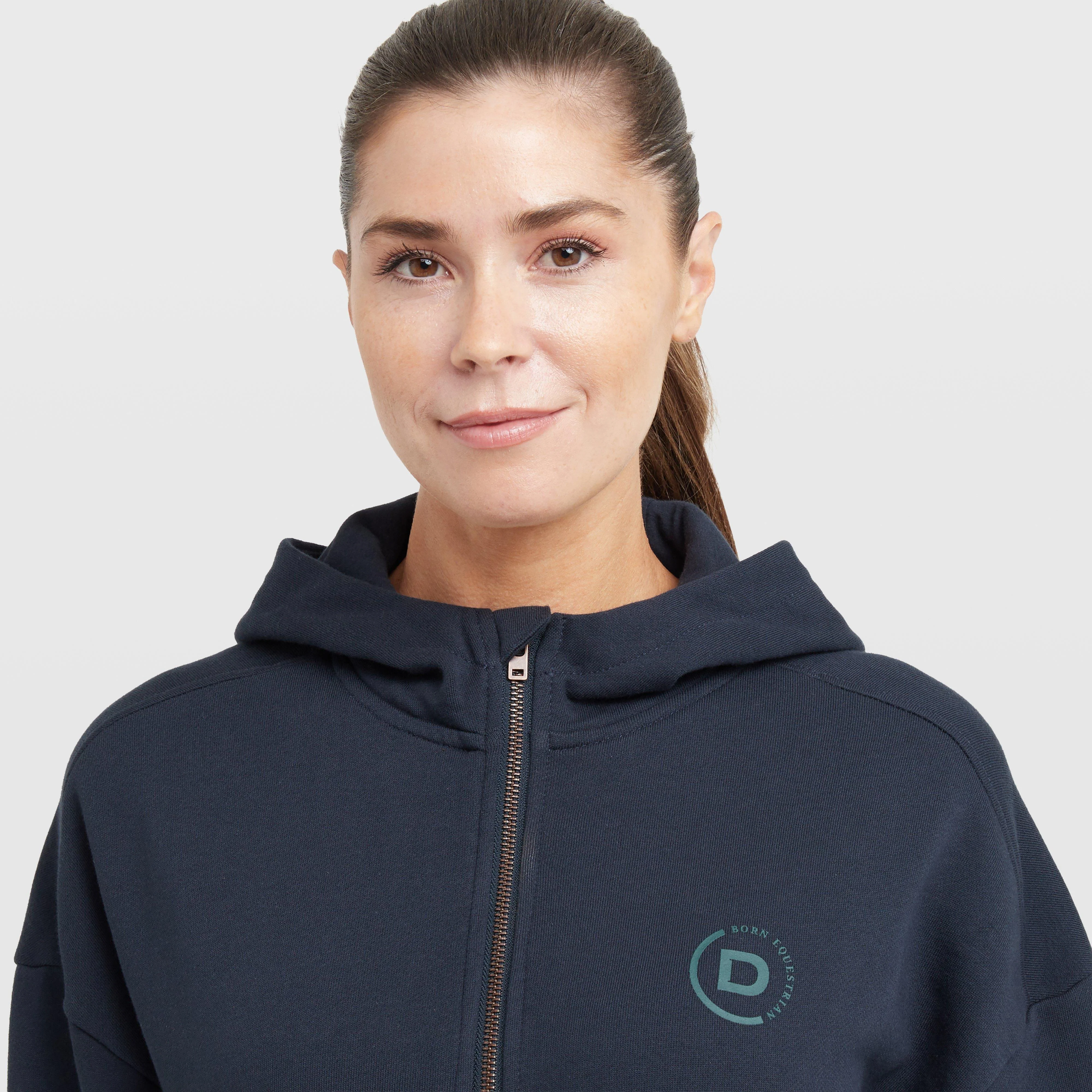 Womens 1/4 Zip Hooded Fleece Pullover Navy - Image 4