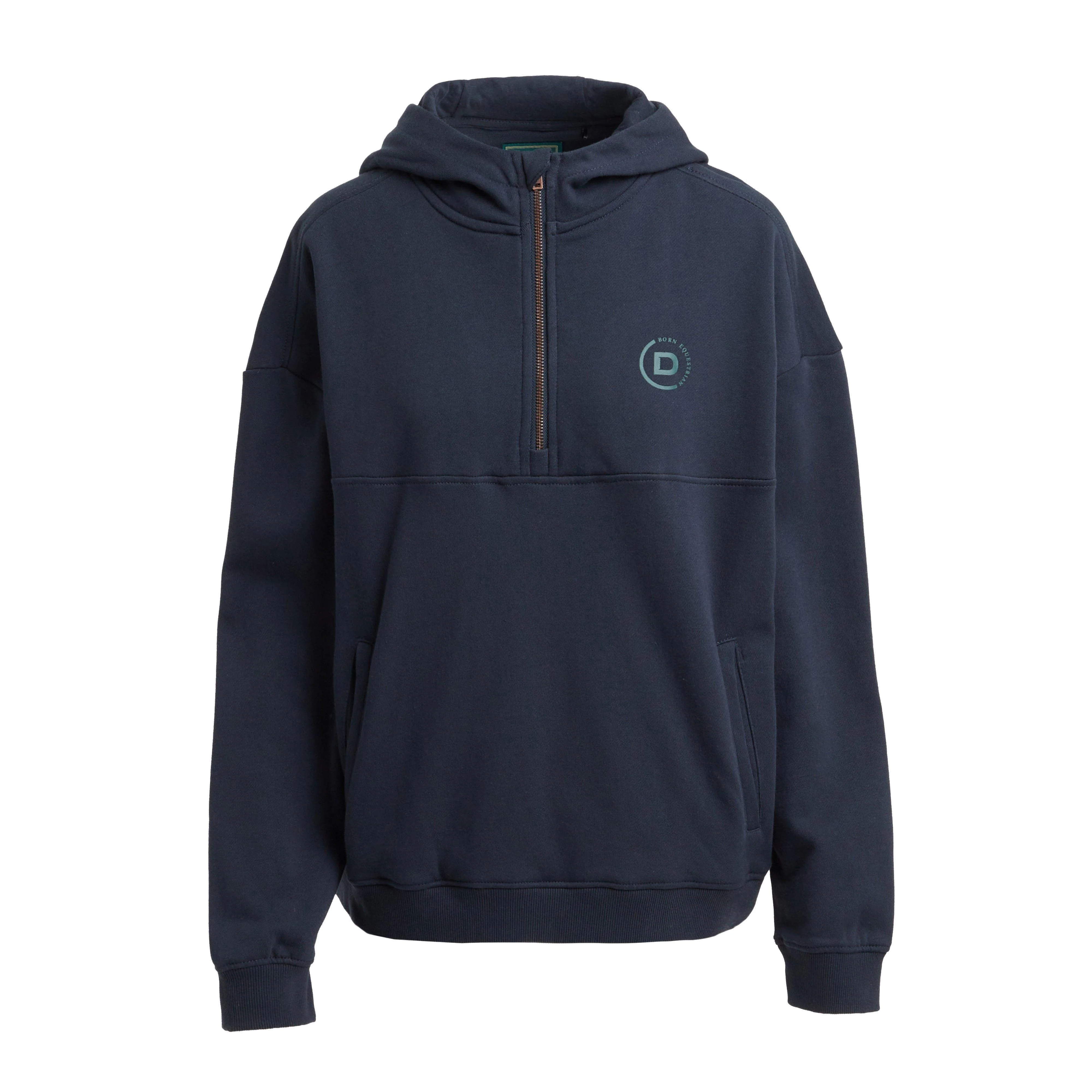 Womens 1/4 Zip Hooded Fleece Pullover Navy - Image 7
