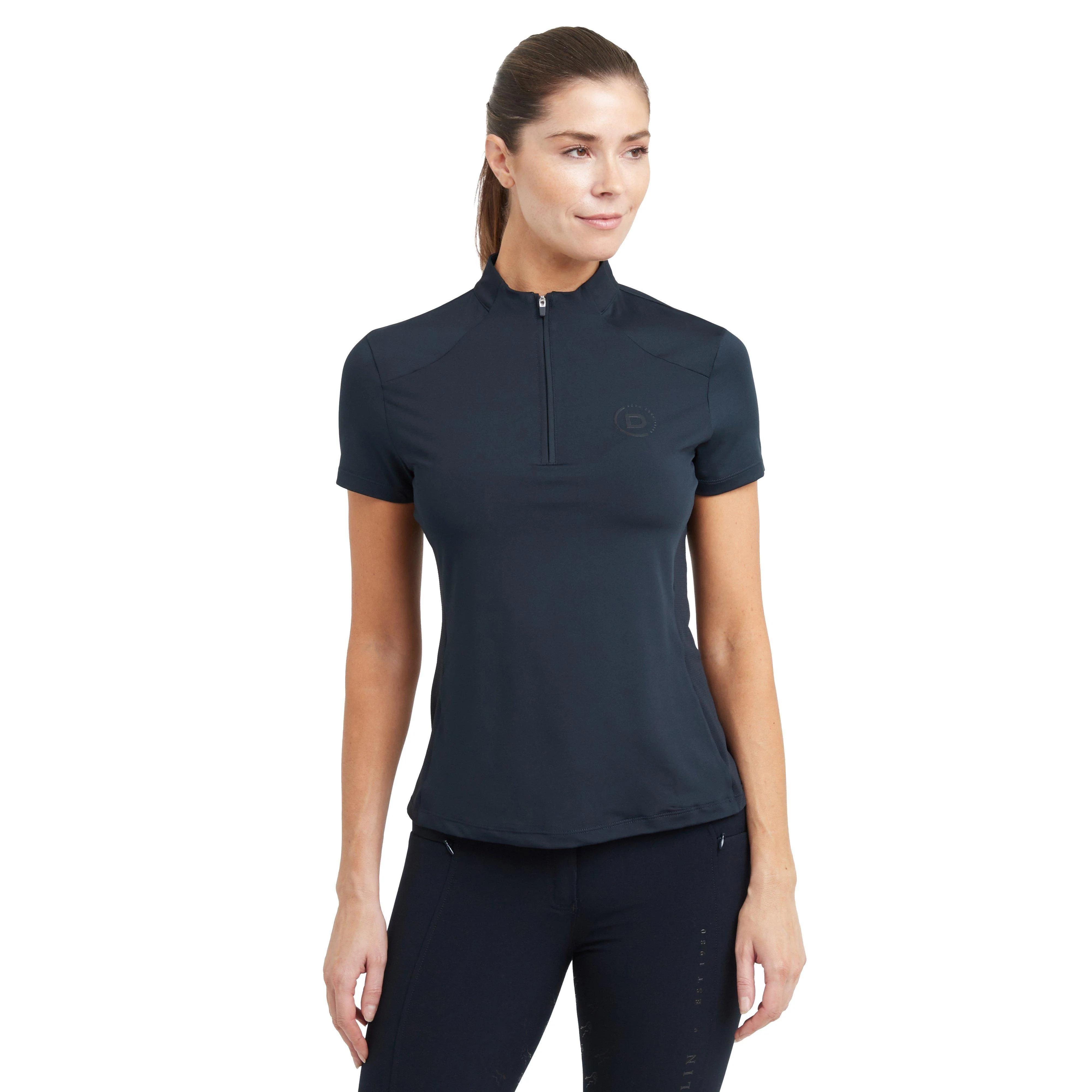 Womens 1/4 Zip Short Sleeve Top Navy - Image 8