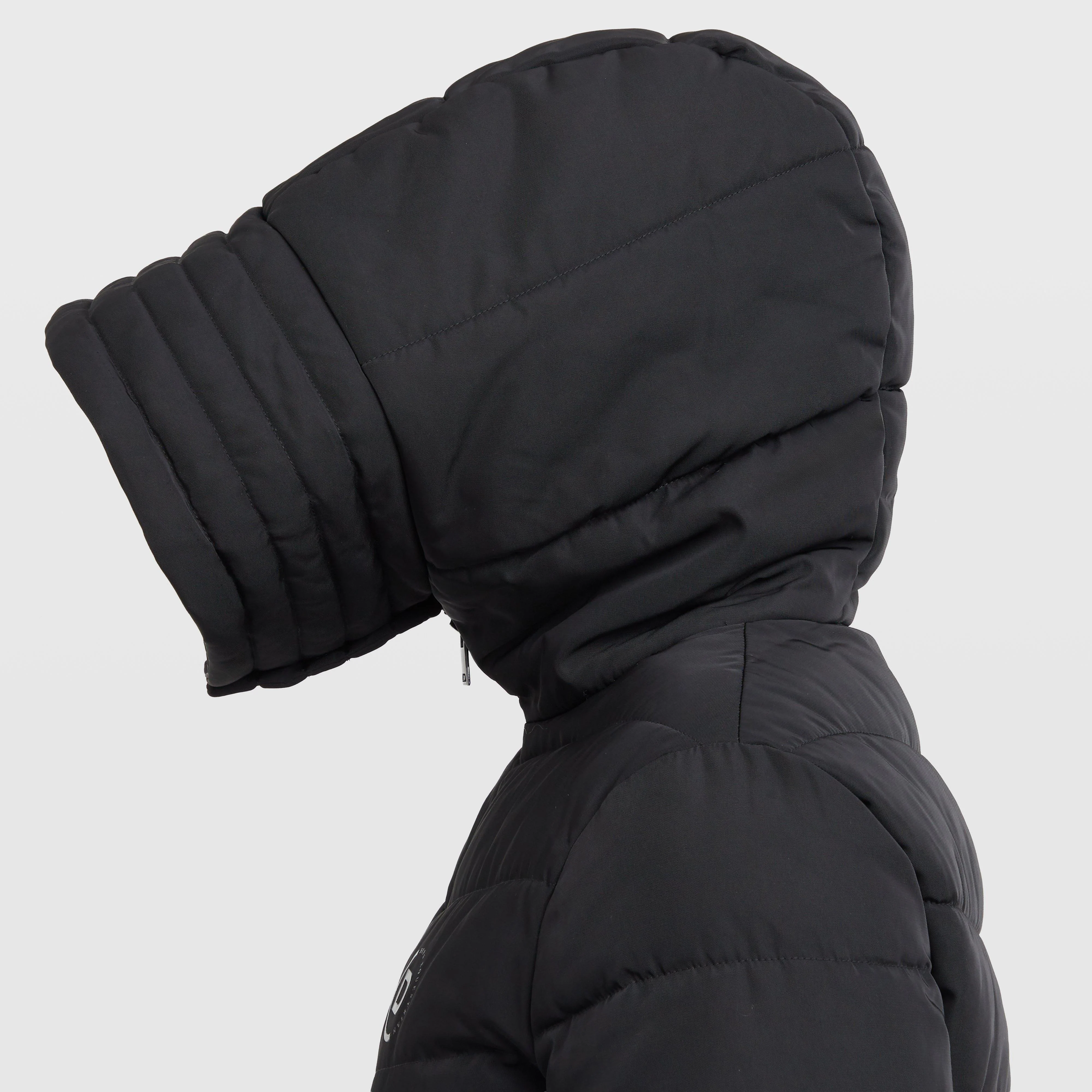 Womens Belted Longline Puffer Black - Image 11