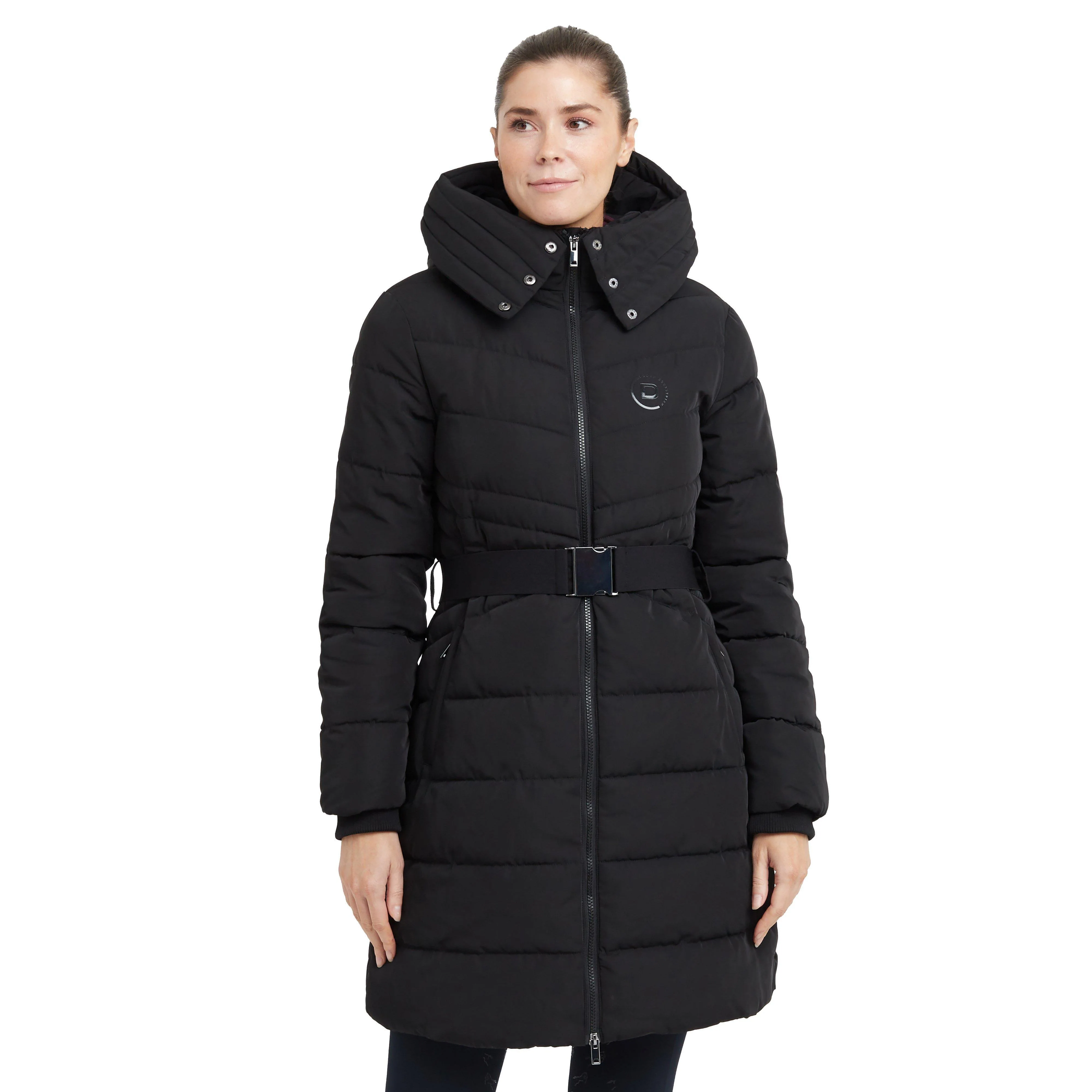 Womens Belted Longline Puffer Black - Image 13