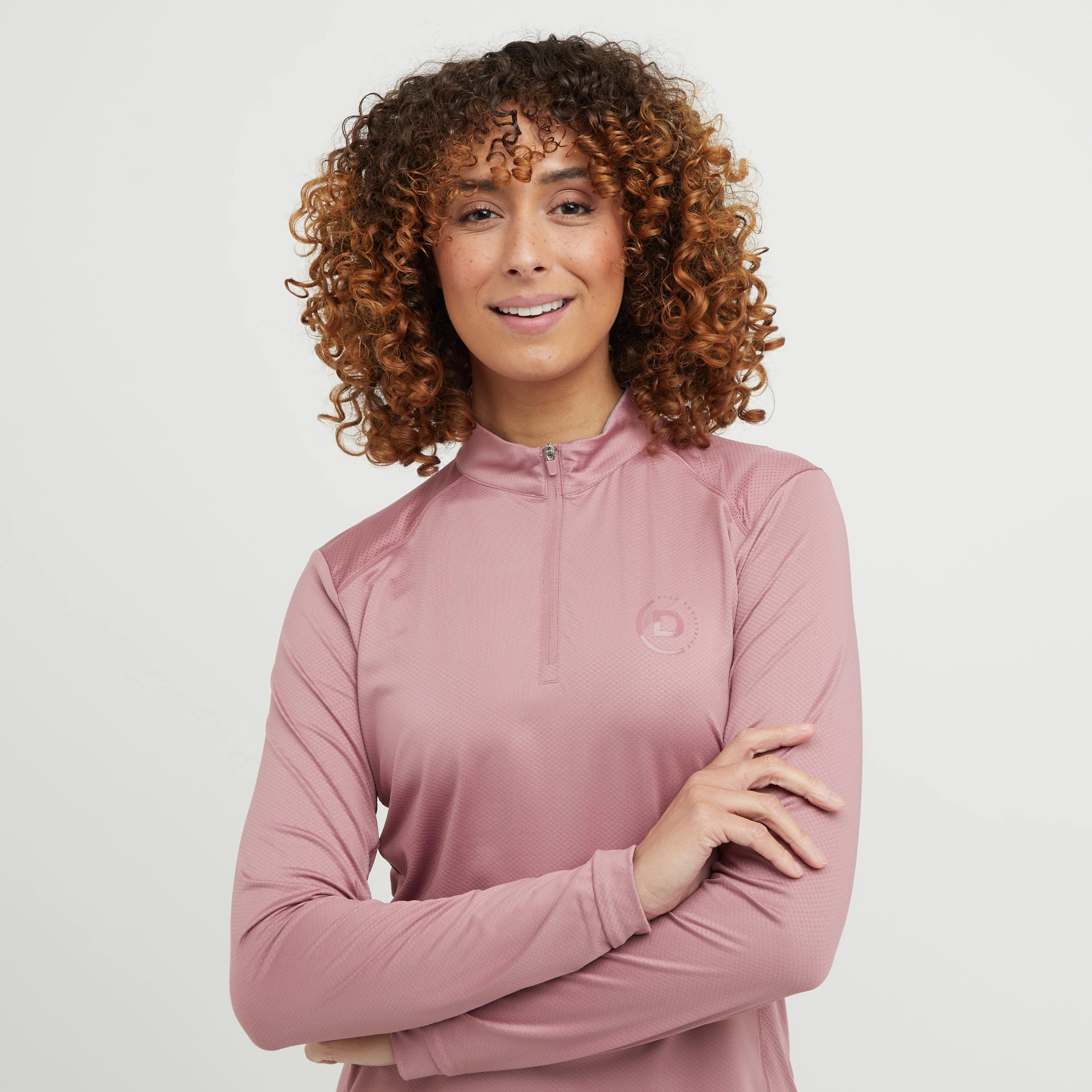 Womens Breathable Long Sleeved Riding Top Dusty Rose - Image 4