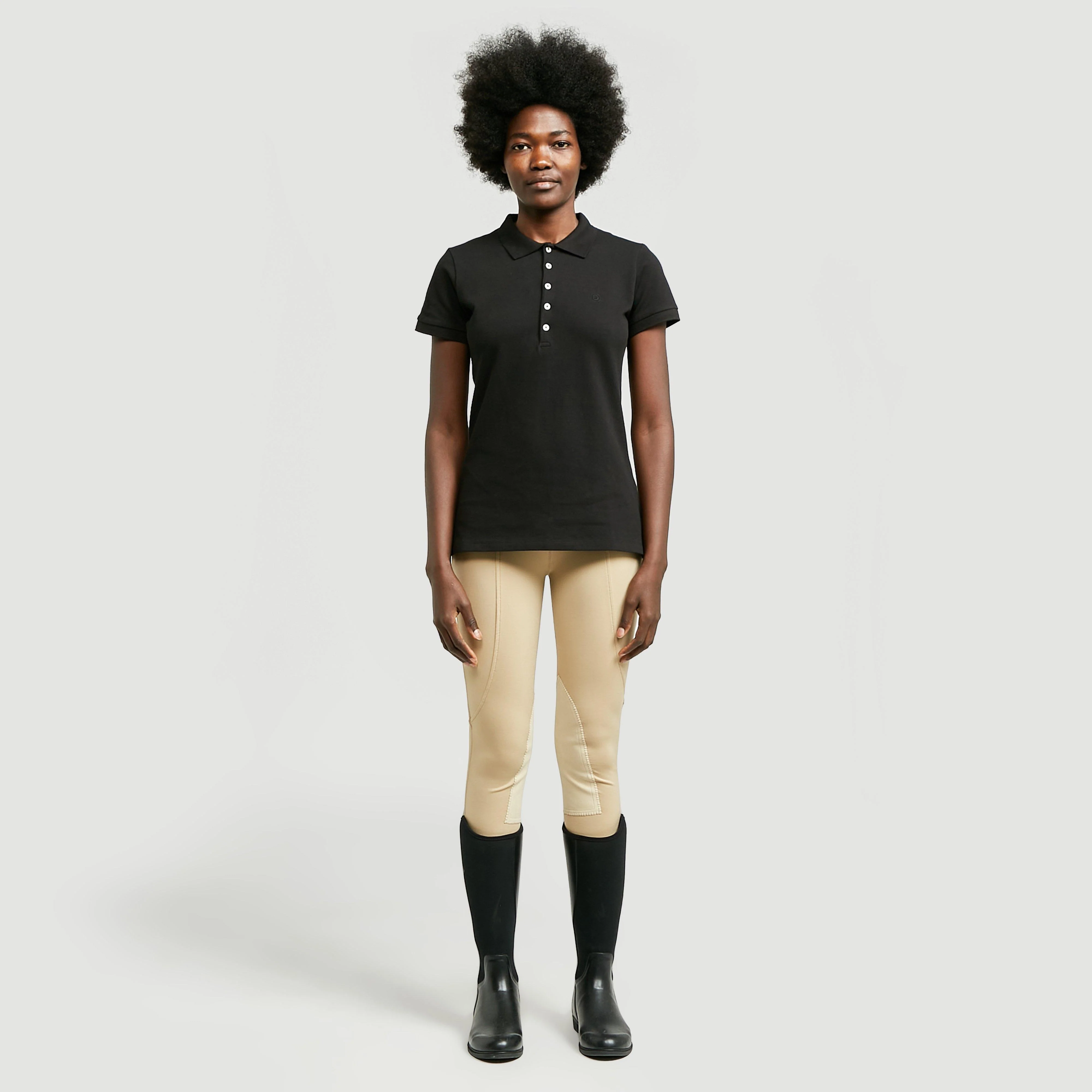 Womens Lily Cap Sleeve Polo Black - Image 3