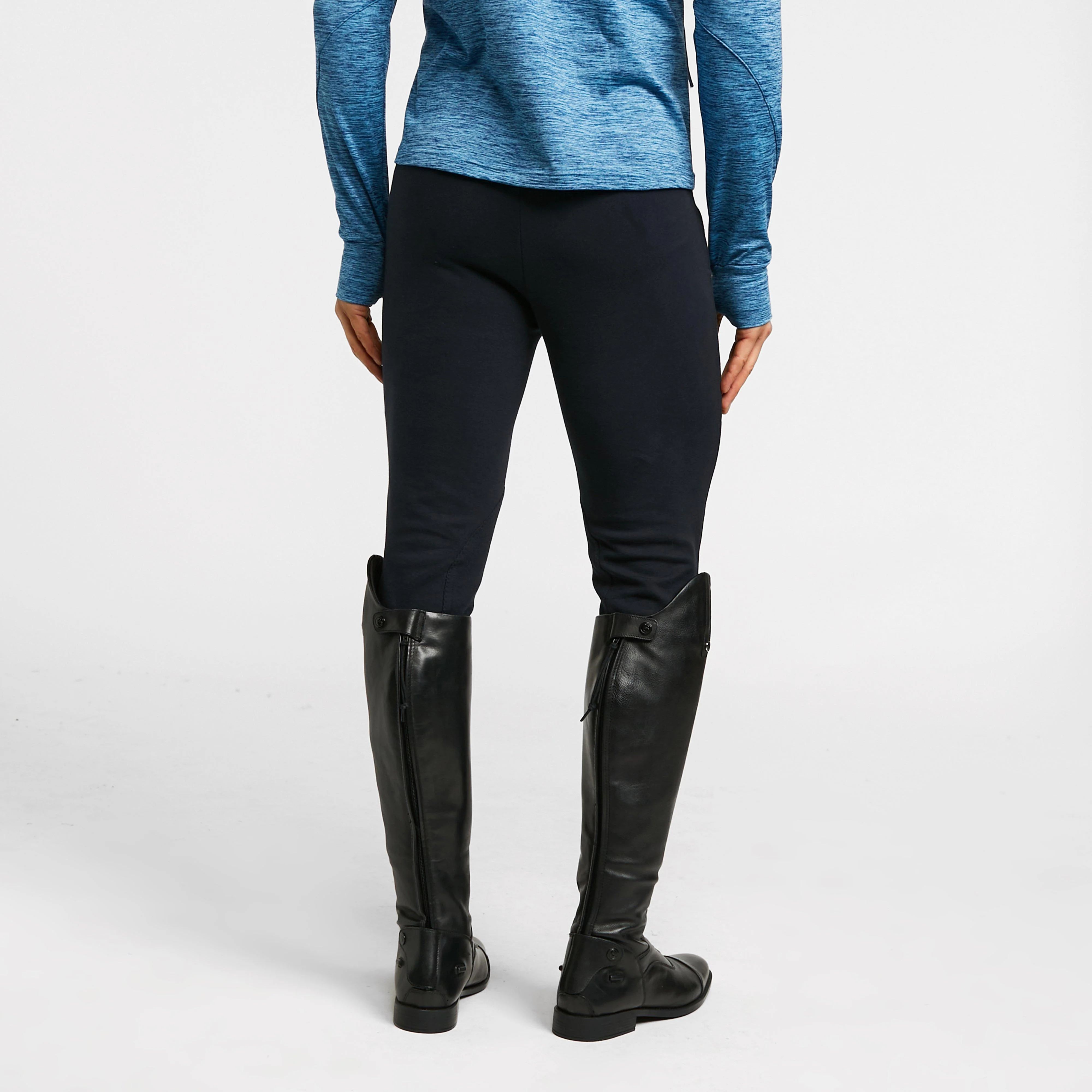 Womens Momentum Supa-Fit Knee Patch Pull On Jodhpurs Navy - Image 2