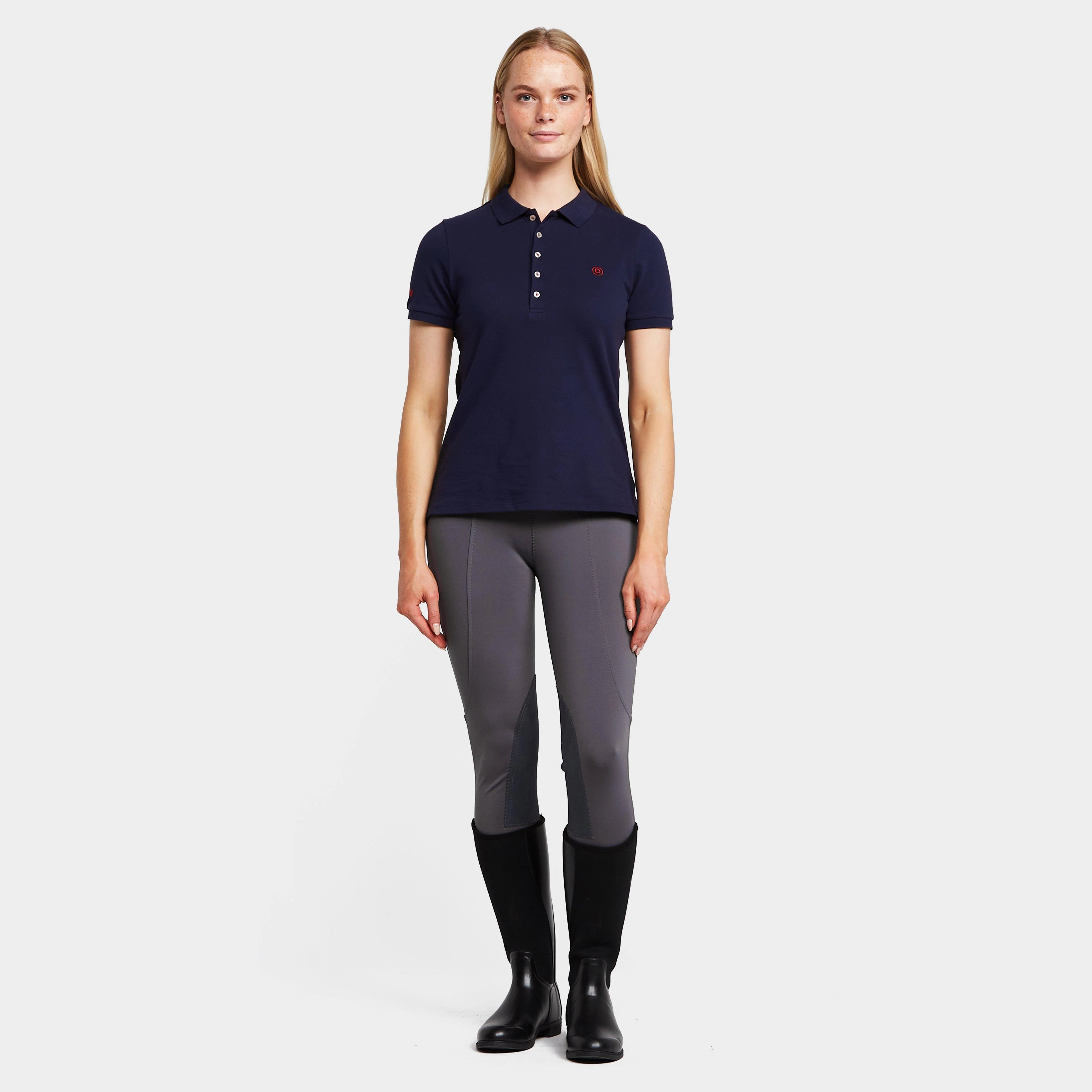 Womens Performance Flex Knee Patch Riding Tights Charcoal - Image 3