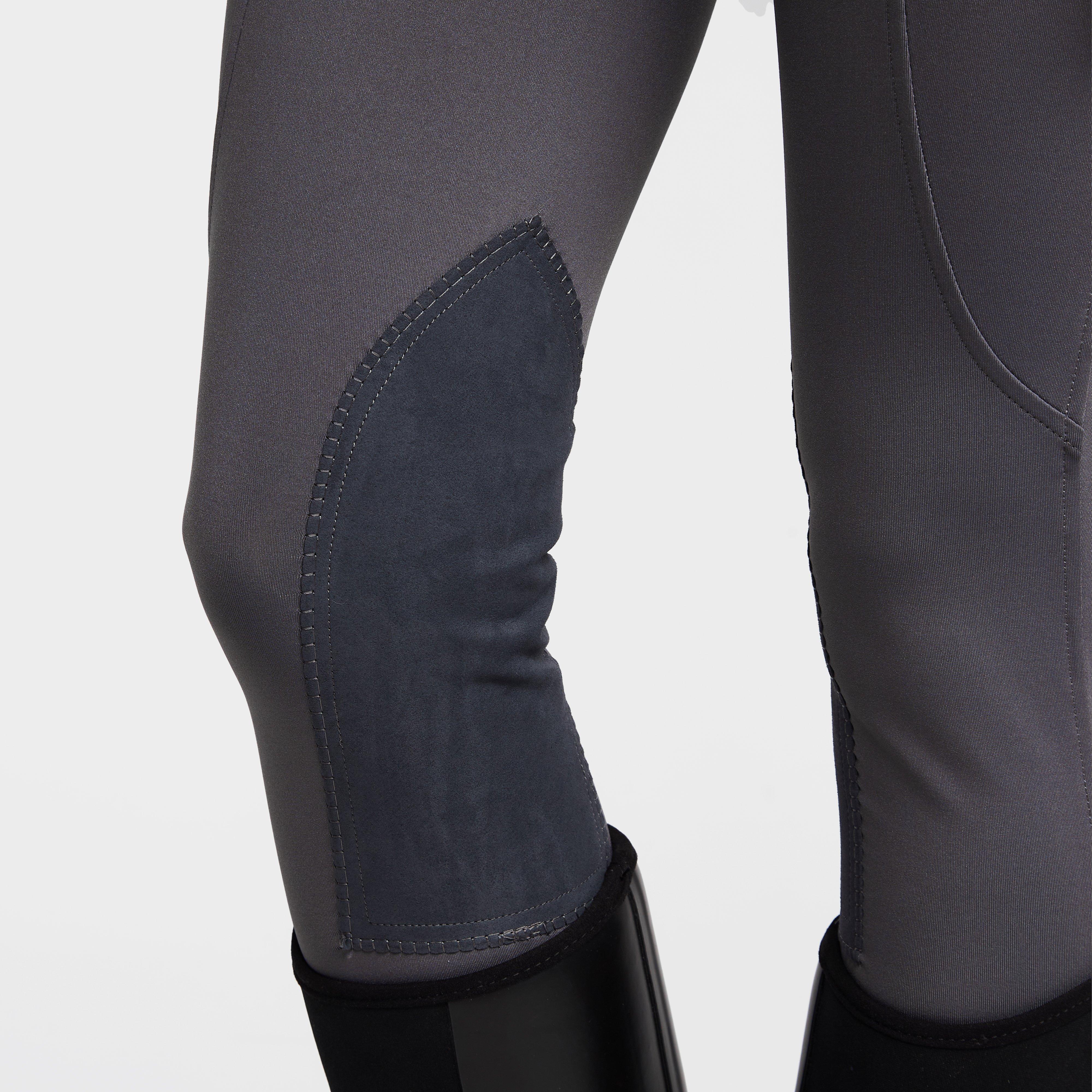 Womens Performance Flex Knee Patch Riding Tights Charcoal - Image 4
