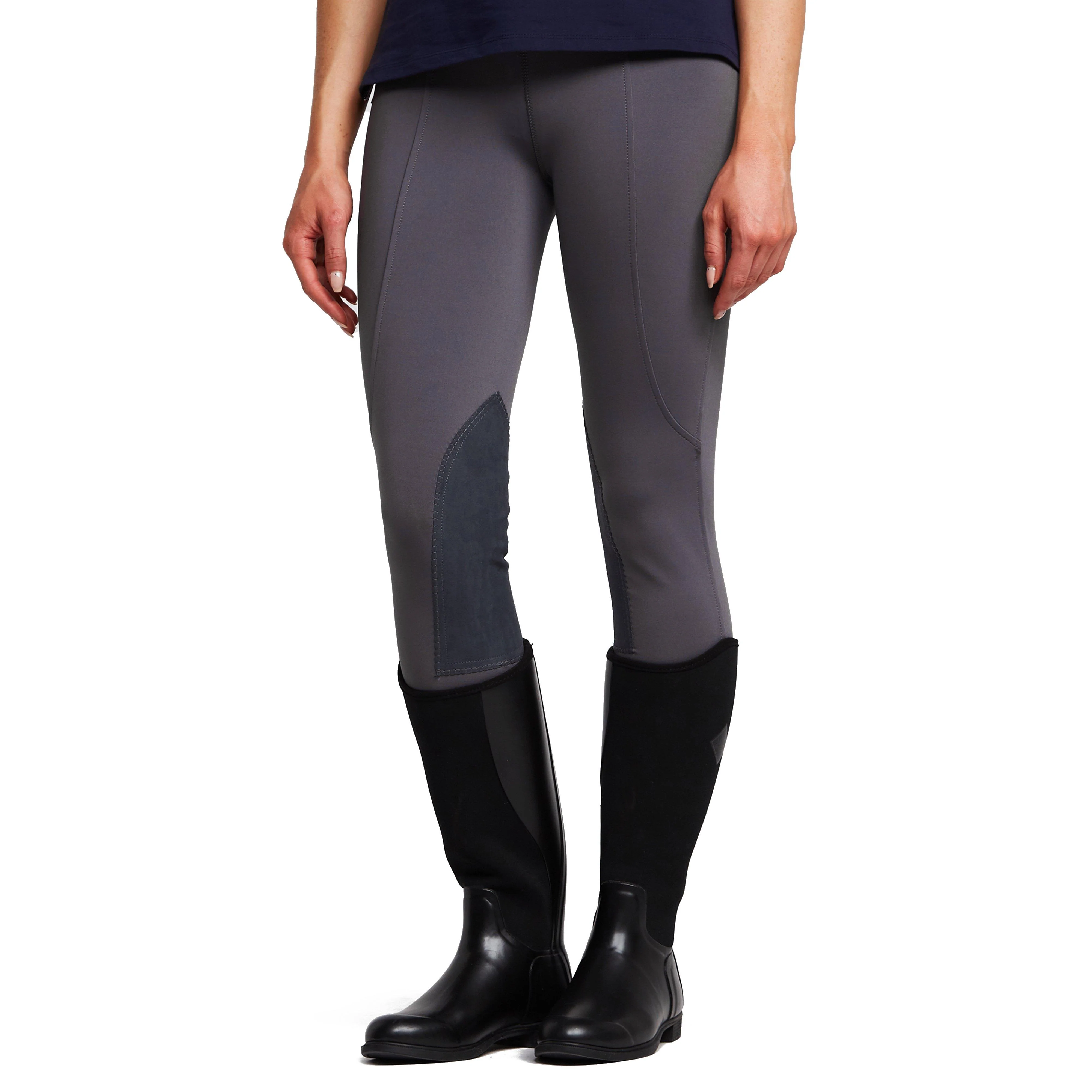 Womens Performance Flex Knee Patch Riding Tights Charcoal - Image 8