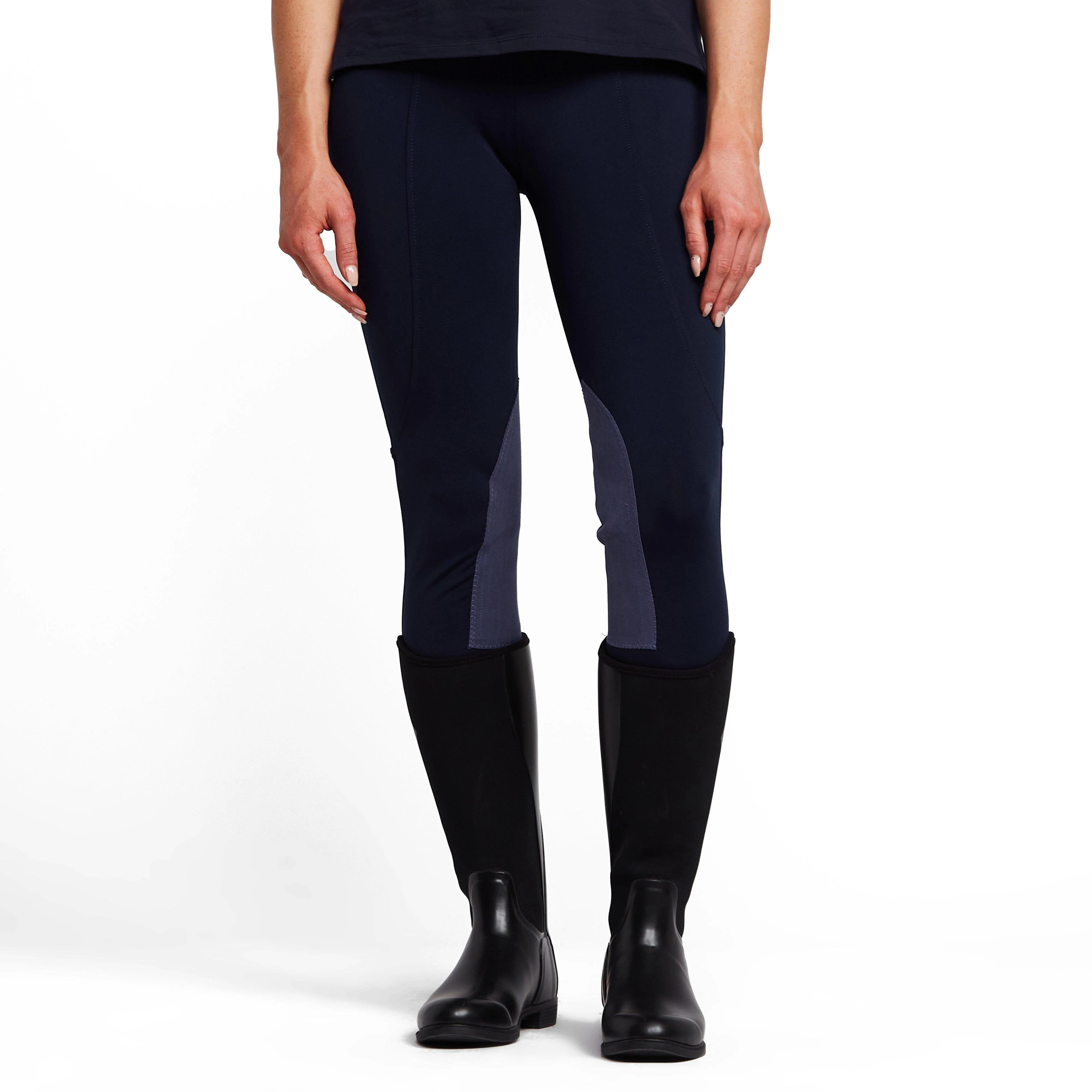 Womens Performance Flex Knee Patch Riding Tights Navy - Image 8